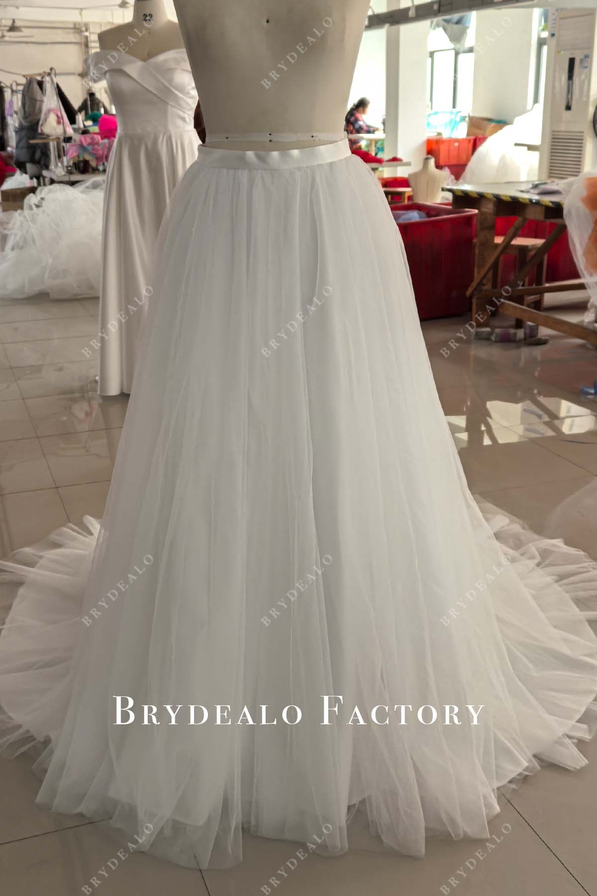 natural waist tulle layered bridal skirt