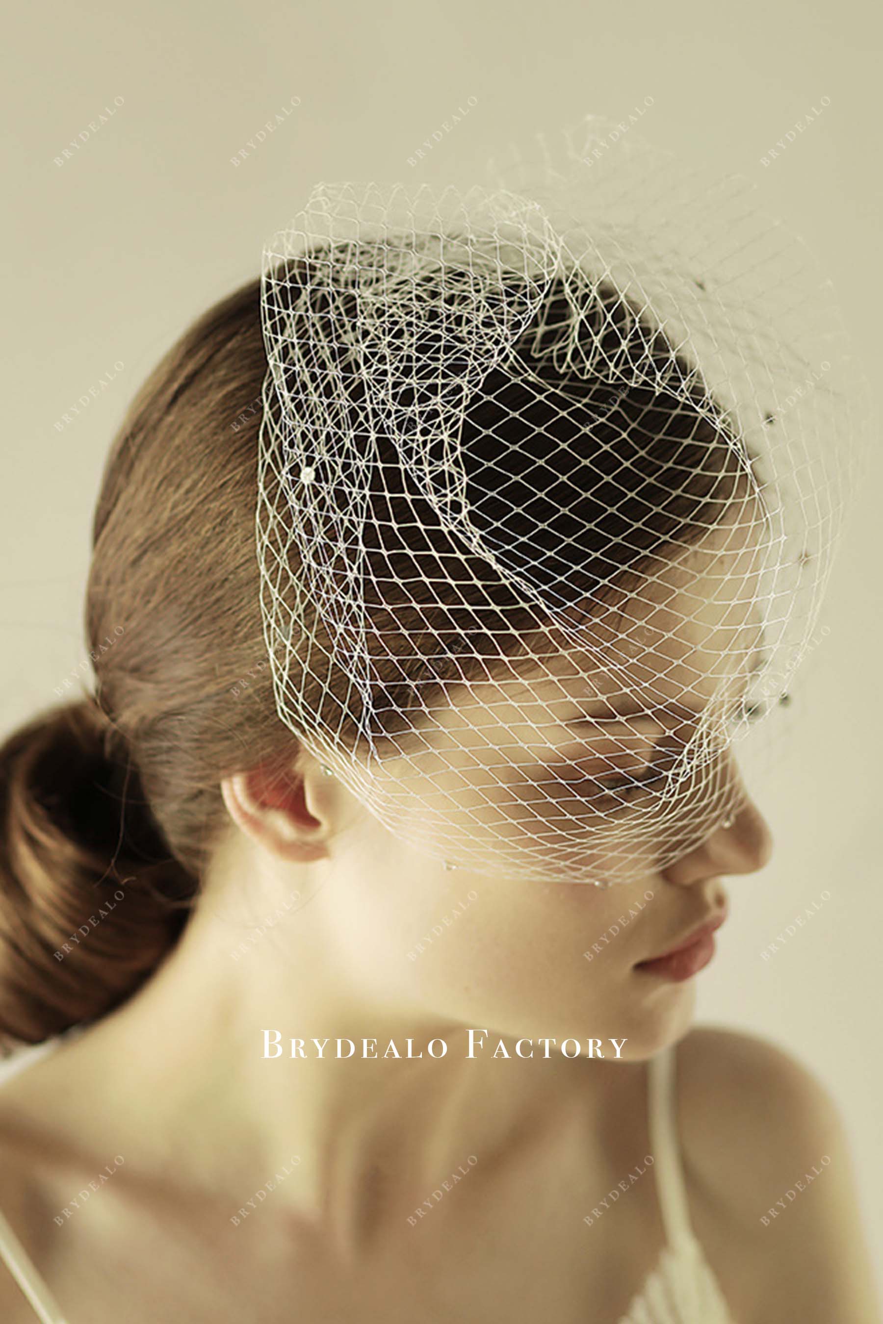 net birdcage with comb bridal veil