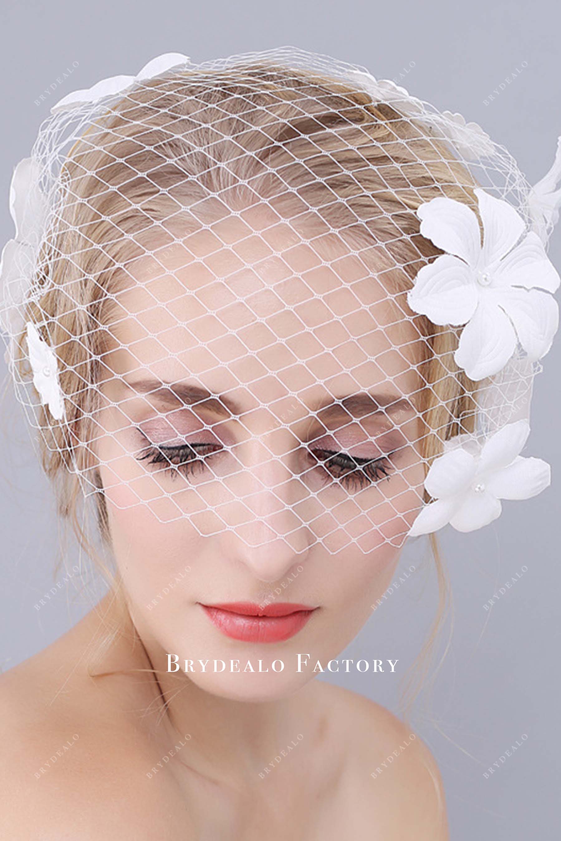 net birdcage with comb bridal veil