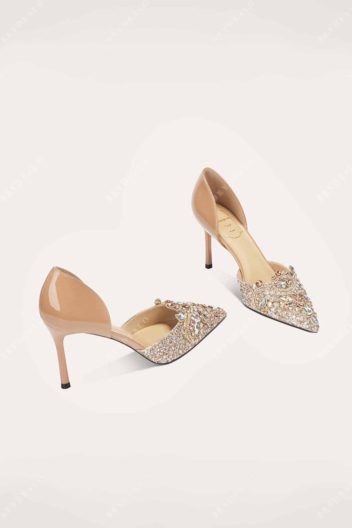 nude gold wedding shoes