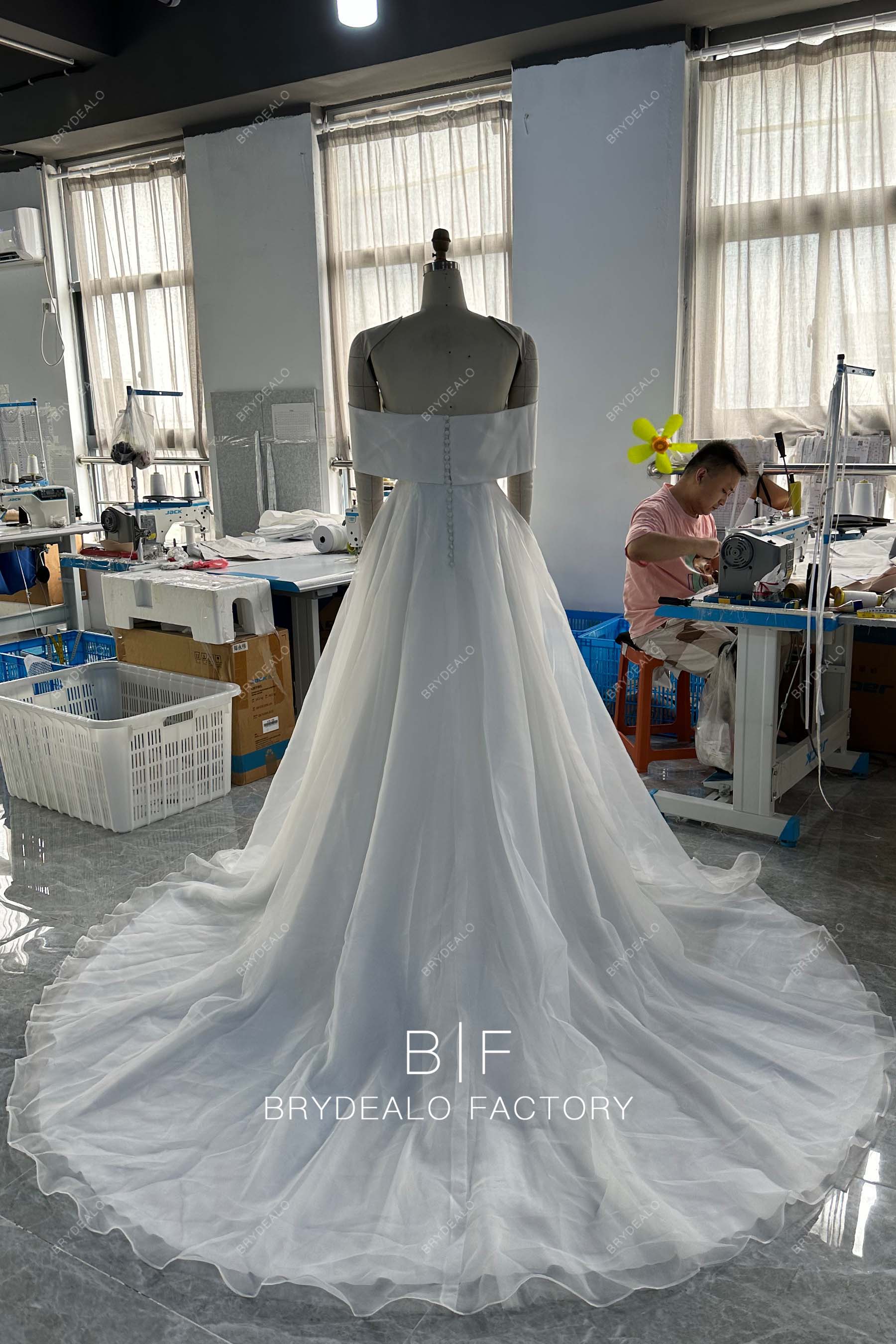 Private Label  Off Shoulder Organza Ball Gown Wedding Dress