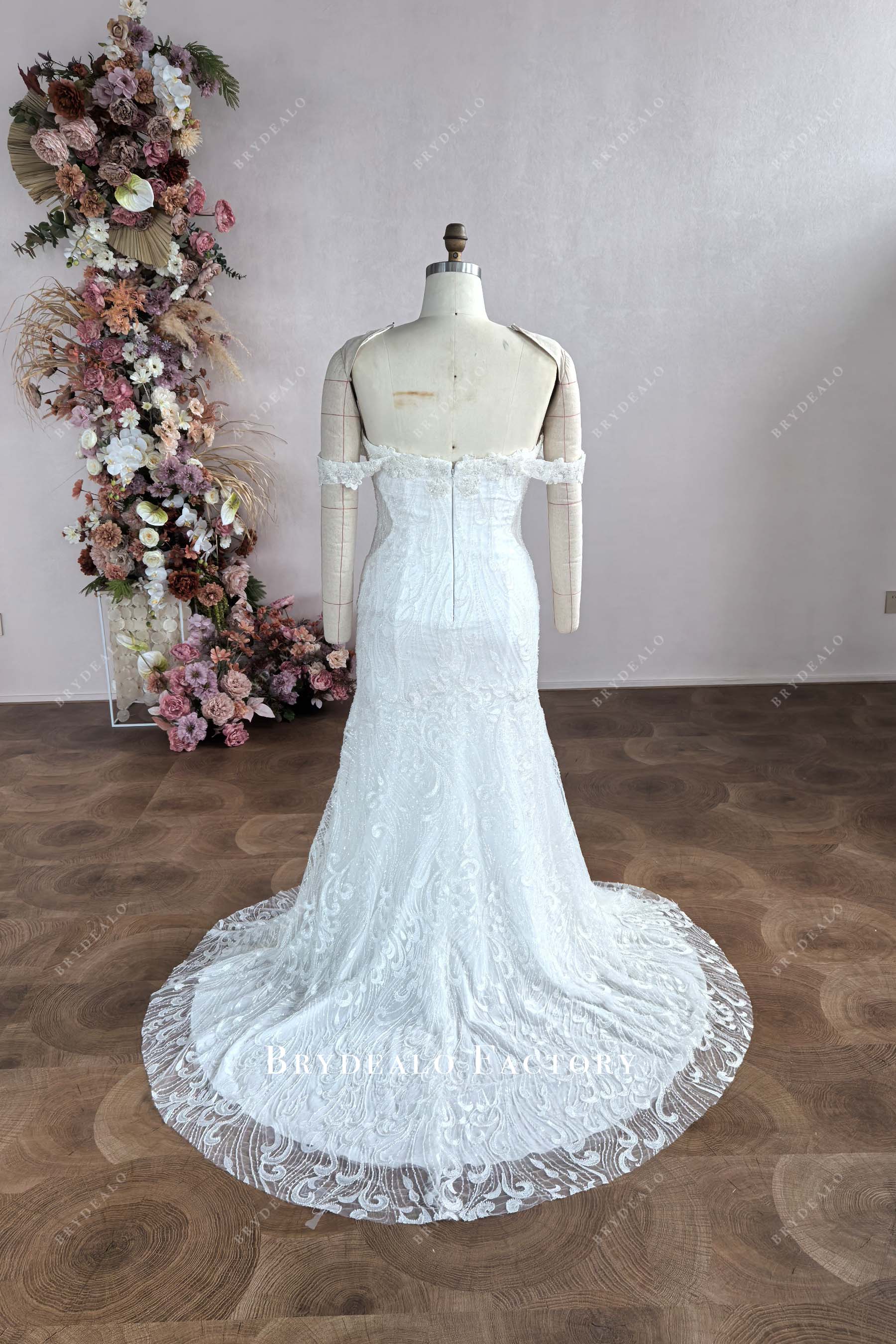 off shoulder shimmer mermaid wedding dress