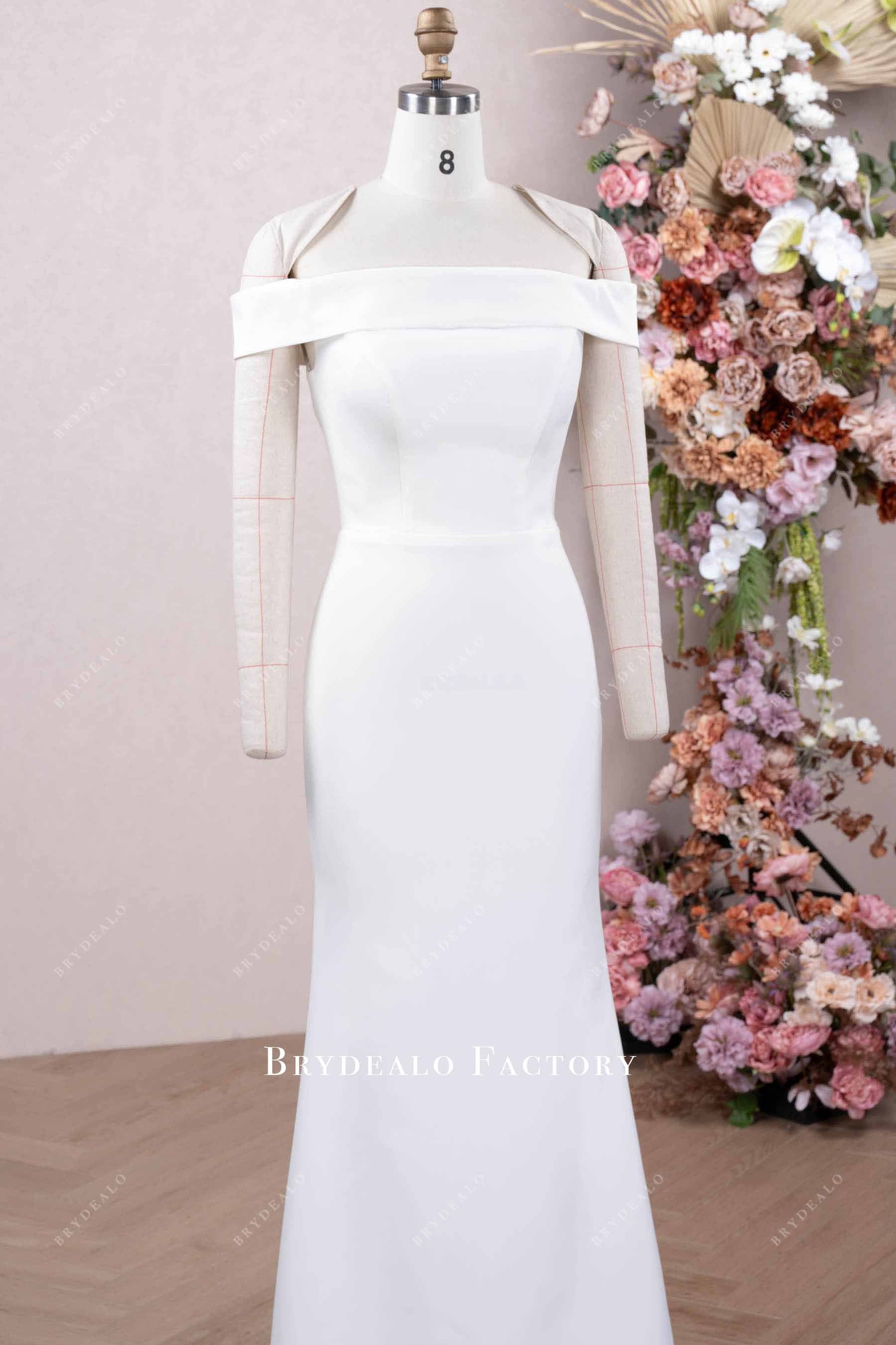off shoulder straight neck bridal dress
