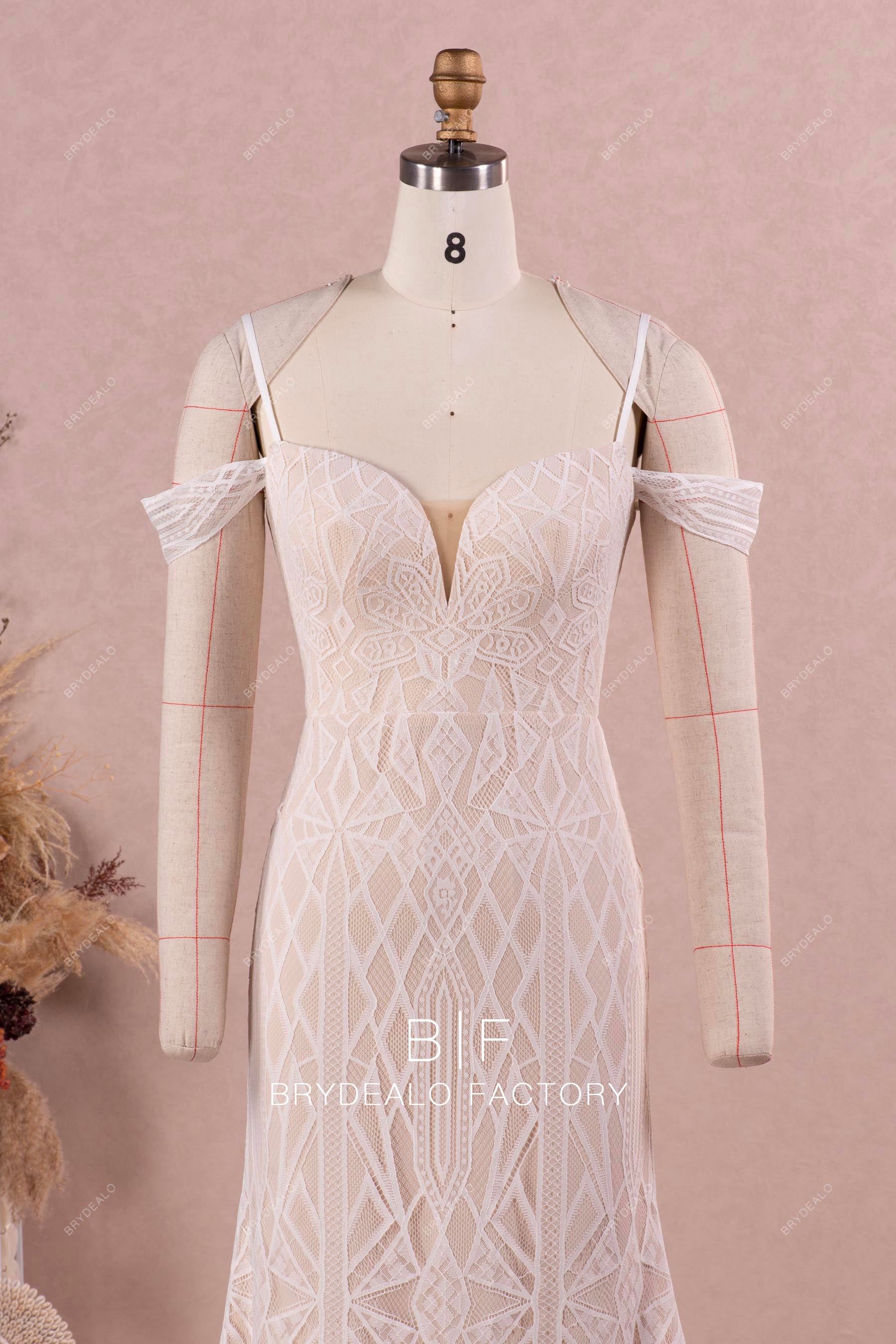 off shoulder straps lace wedding gown