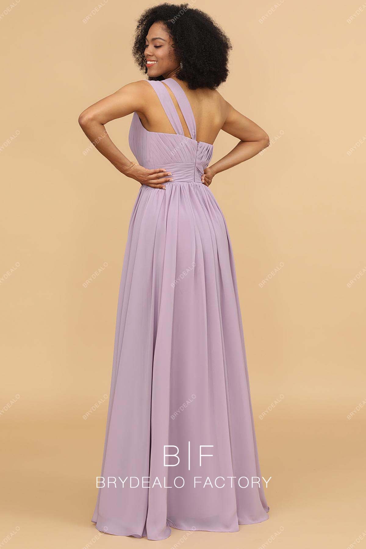 One Shoulder A-line Lilac Chiffon Bridesmaid Dress