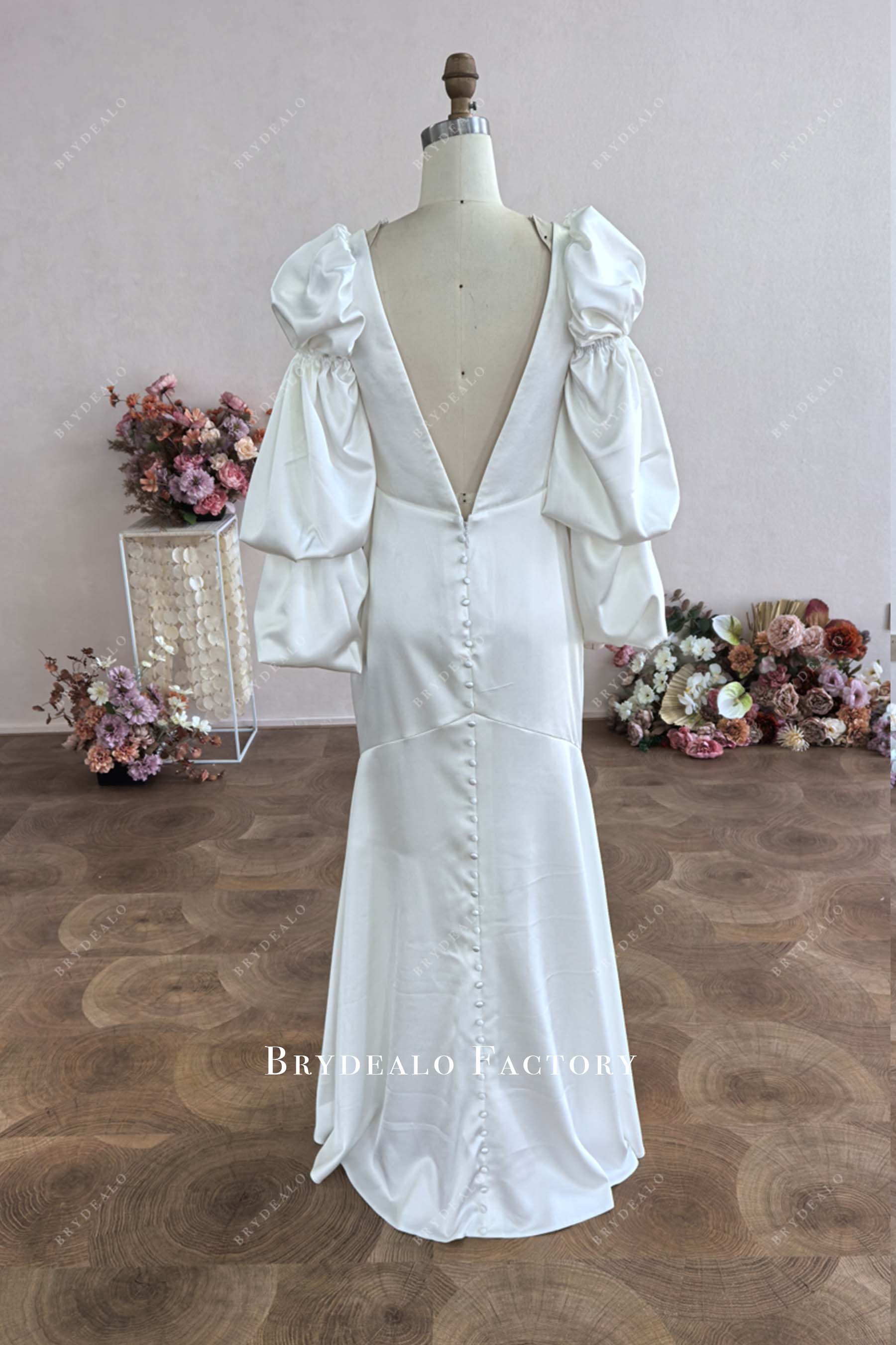 open V-back floor length wedding dress