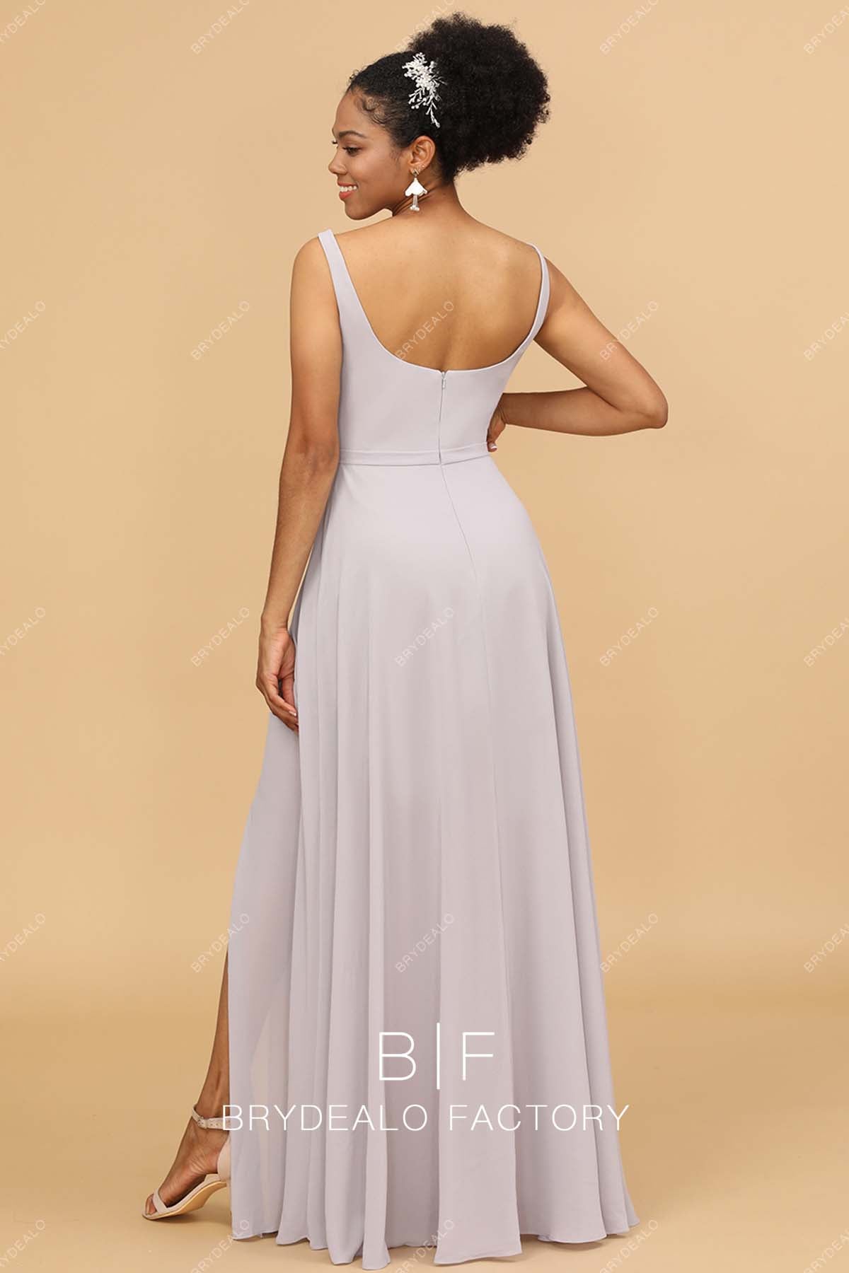 open back floor length bridesmaid dress