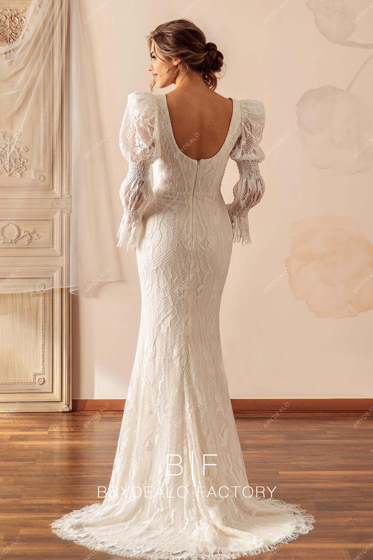 open back long lace wedding dress