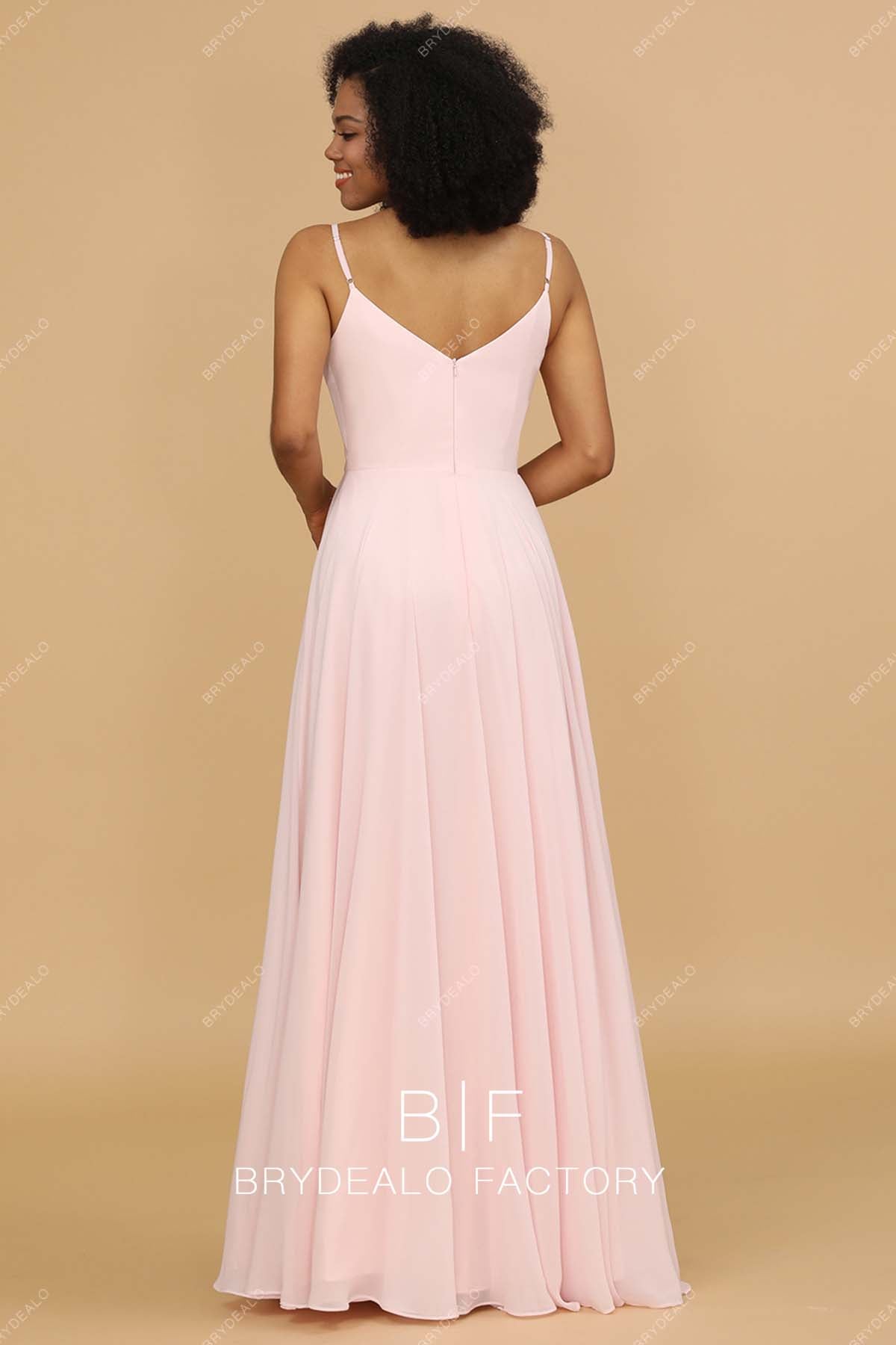 pink open back sleeveless long bridesmaid gown