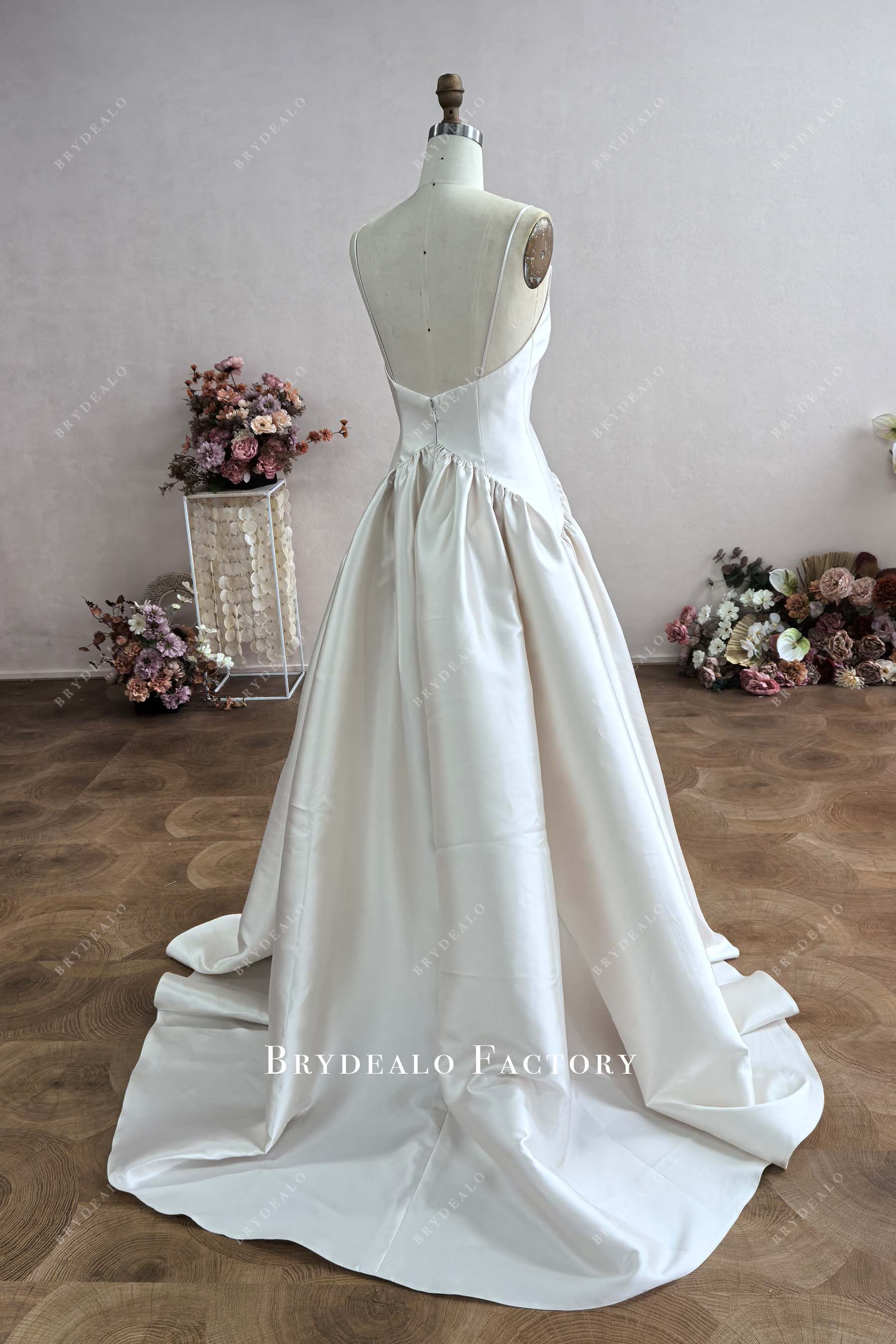 Custom Oyster Mikado Wedding Dress