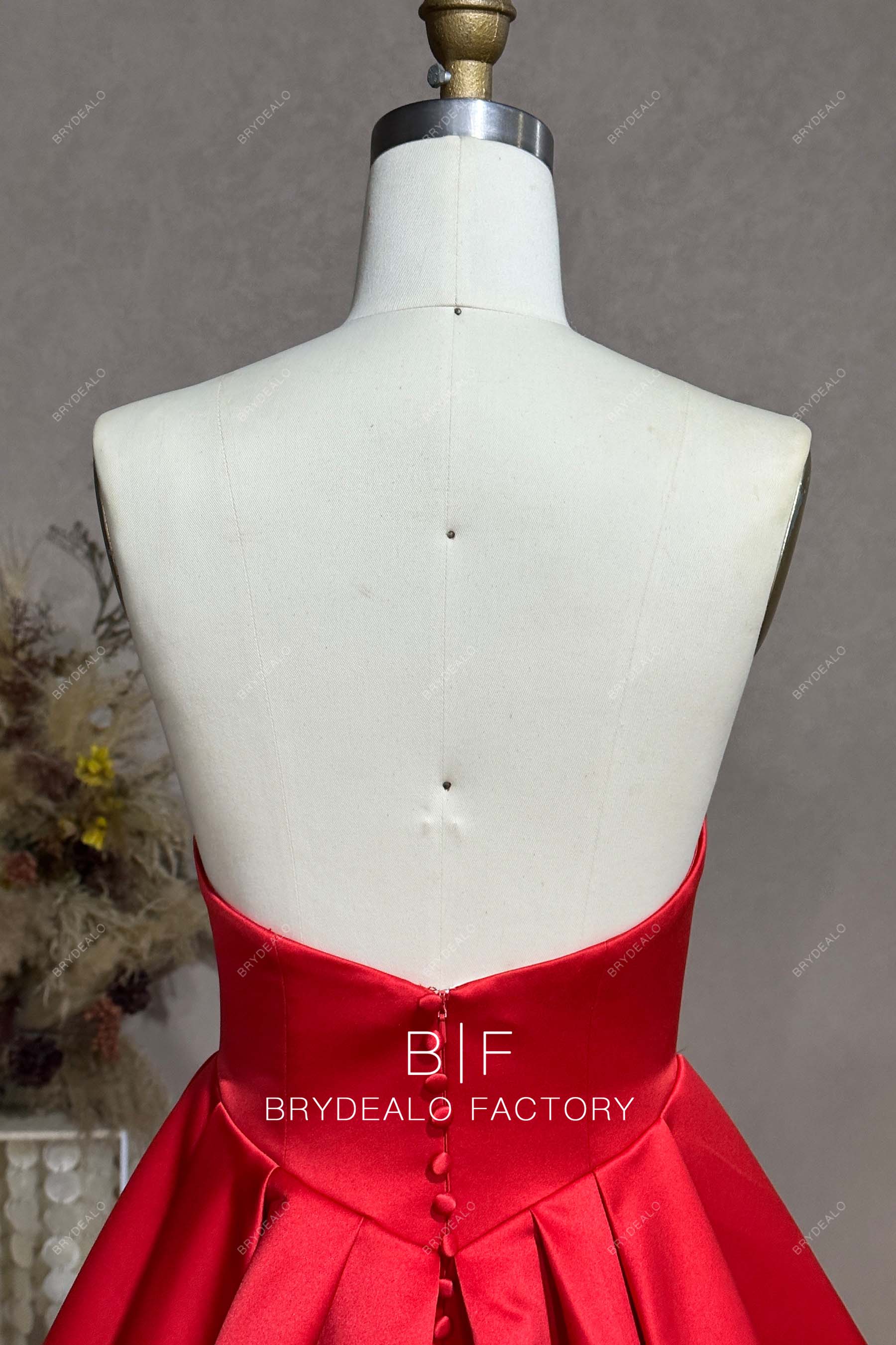 Private Label Strapless Red Satin Ball Gown Dress BR20232189
