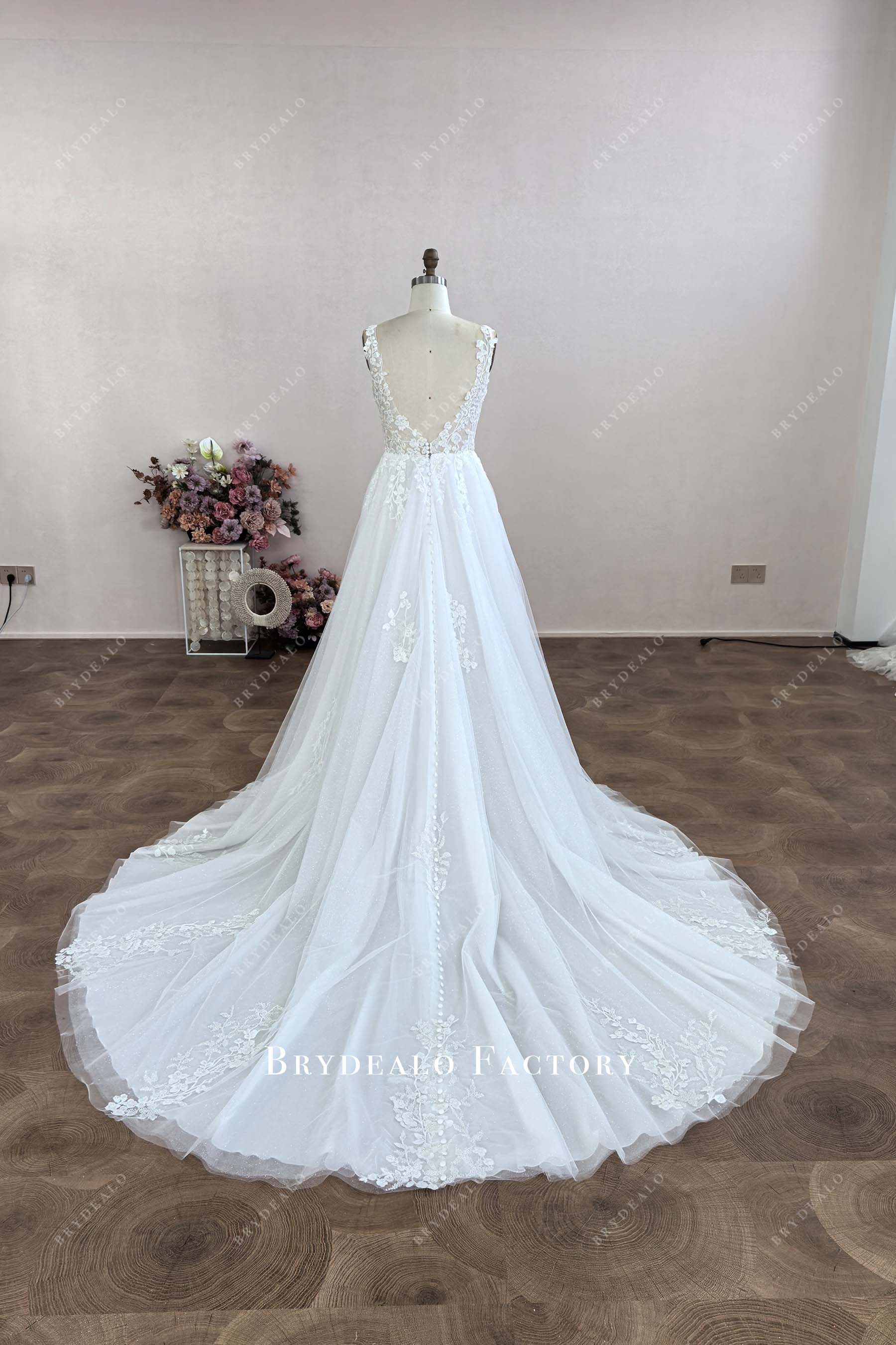 open illusion lace back wedding dress