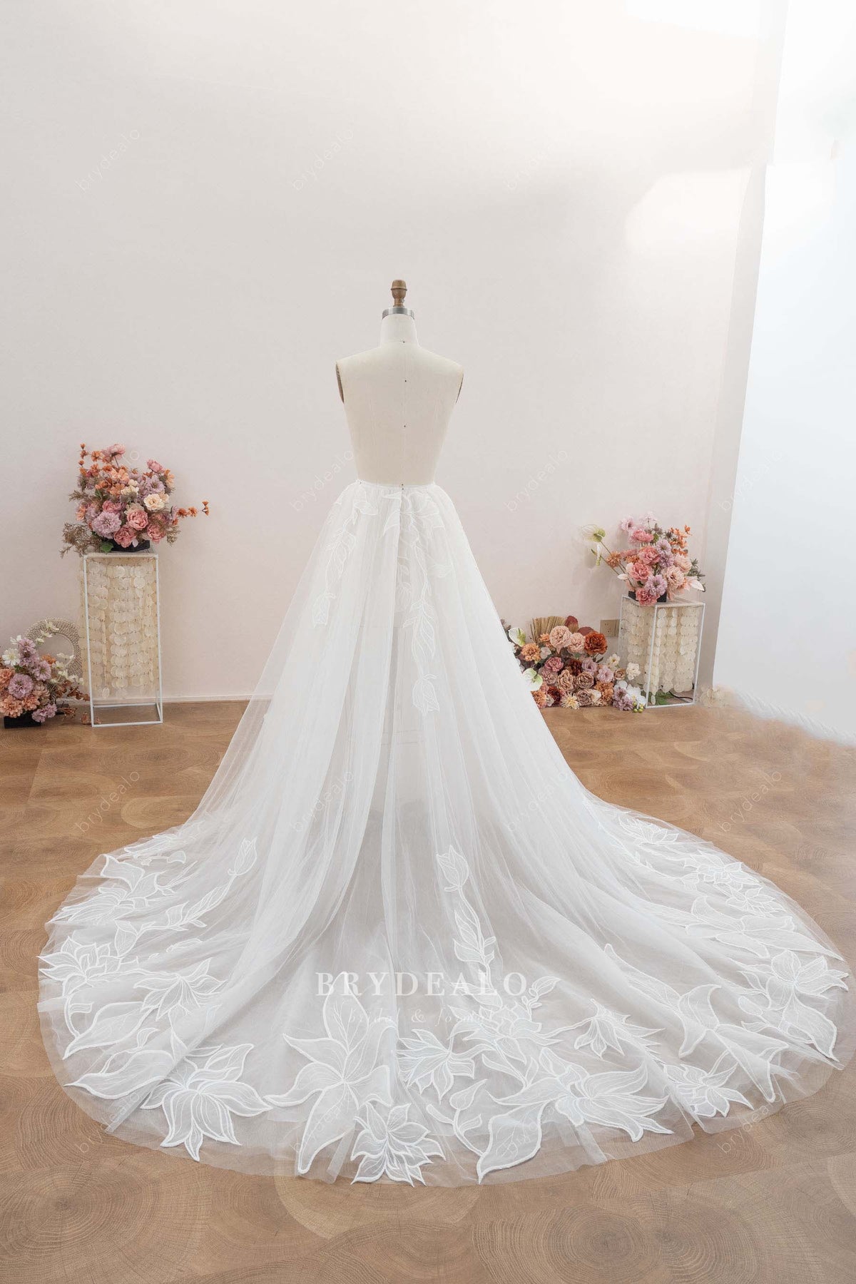 organic flower lace wedding dress overskirt