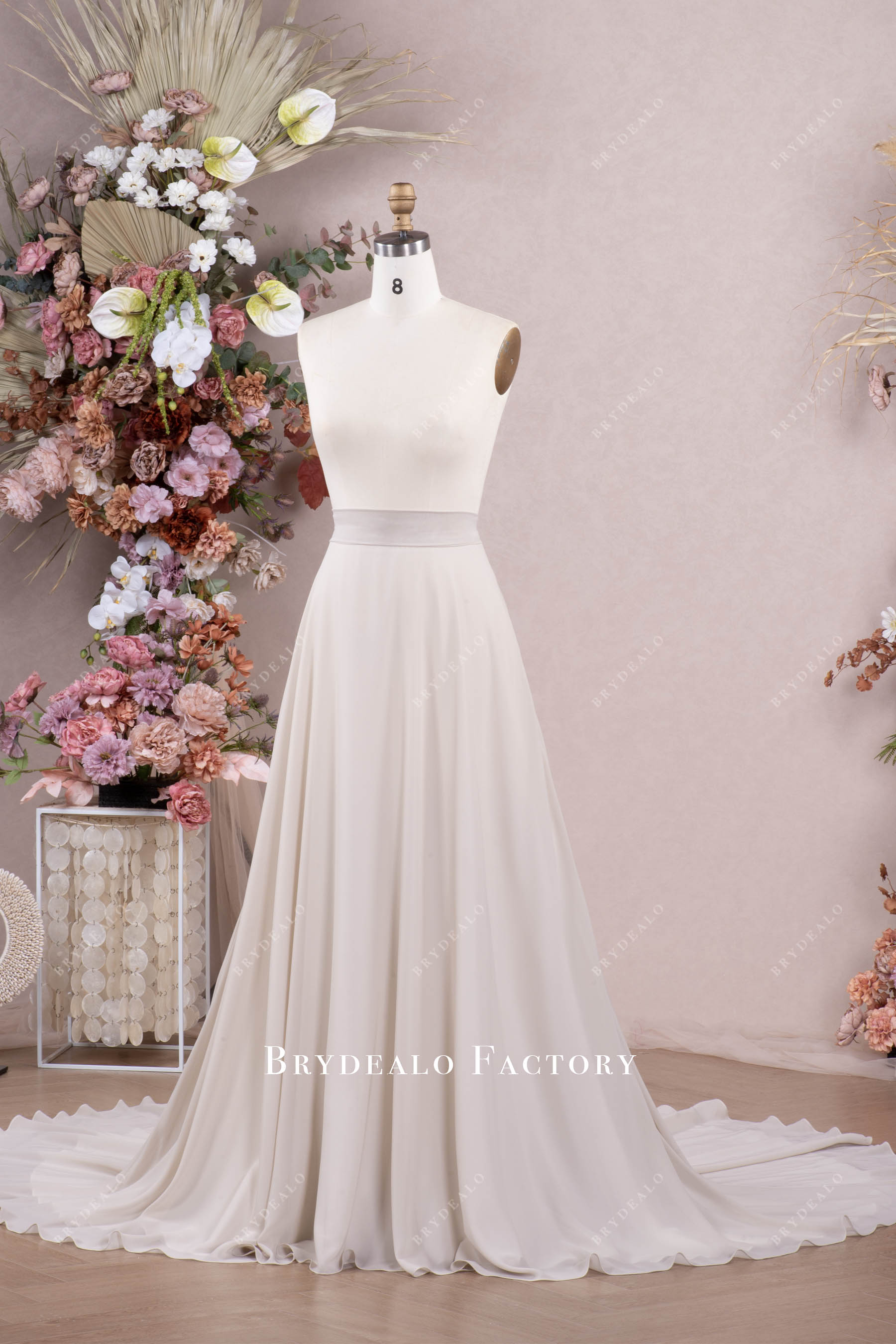 oyster flowing chiffon wedding skirt