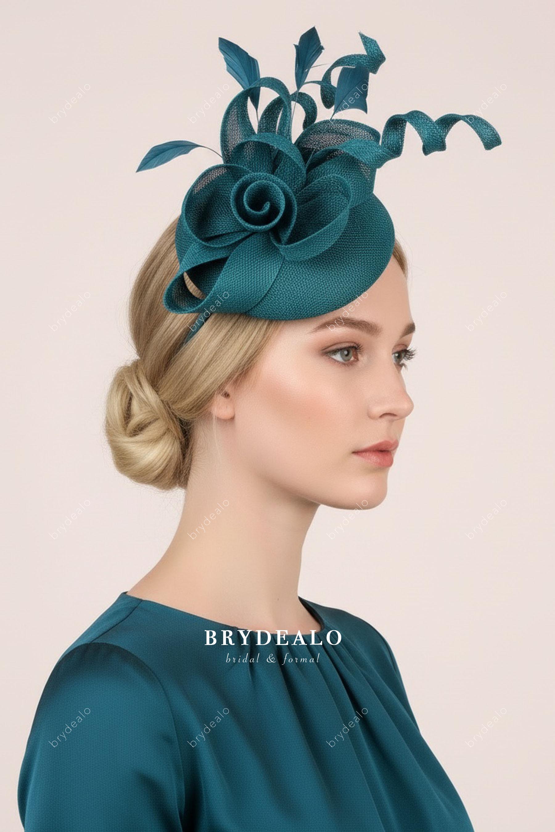 peacock green spiral design hat