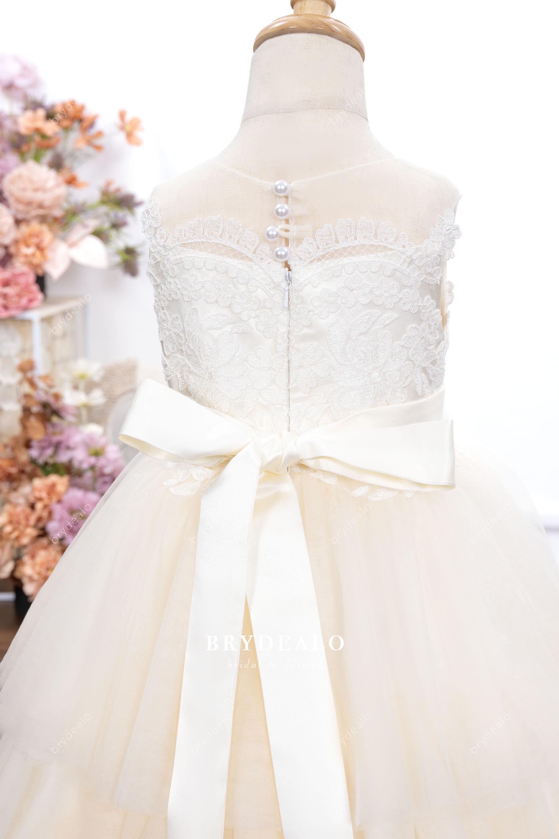 pearl back closure flower girl dress