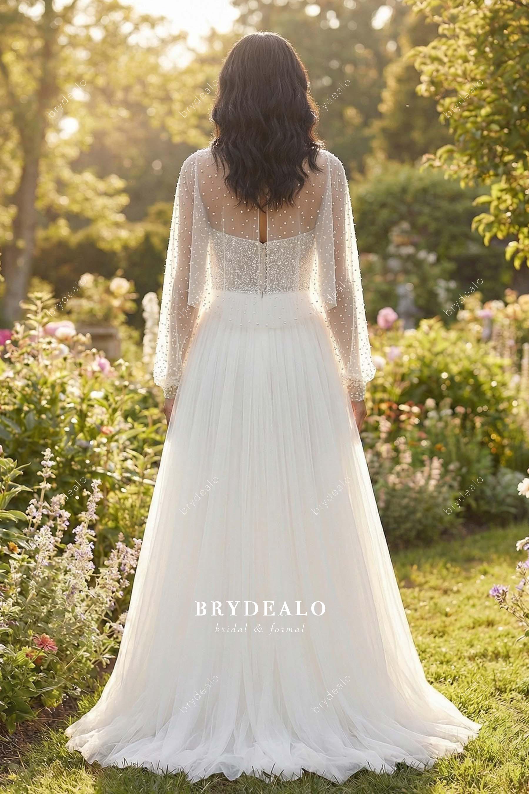 pearl cape wedding dress
