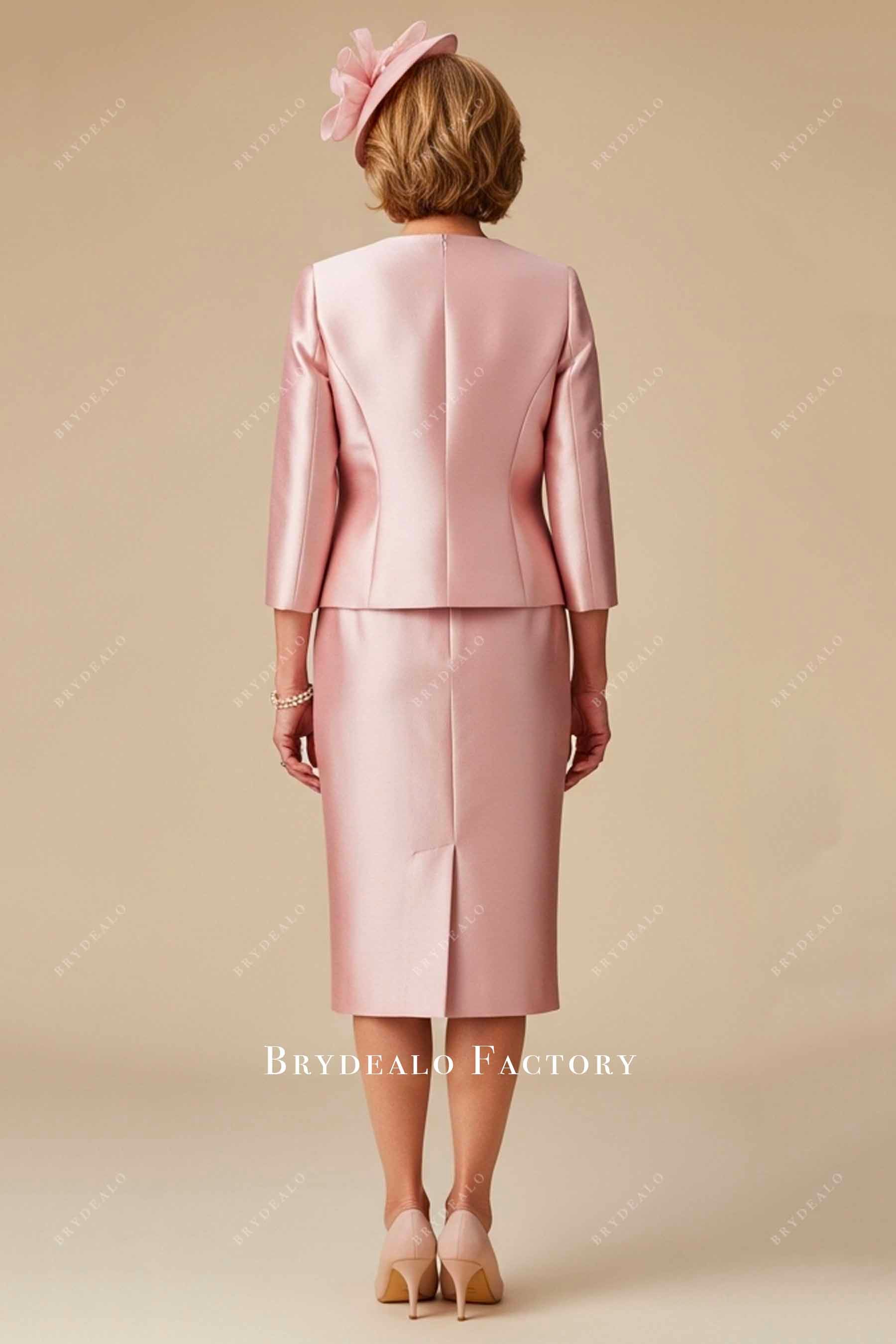 pearl pink pencil mother of bride dress
