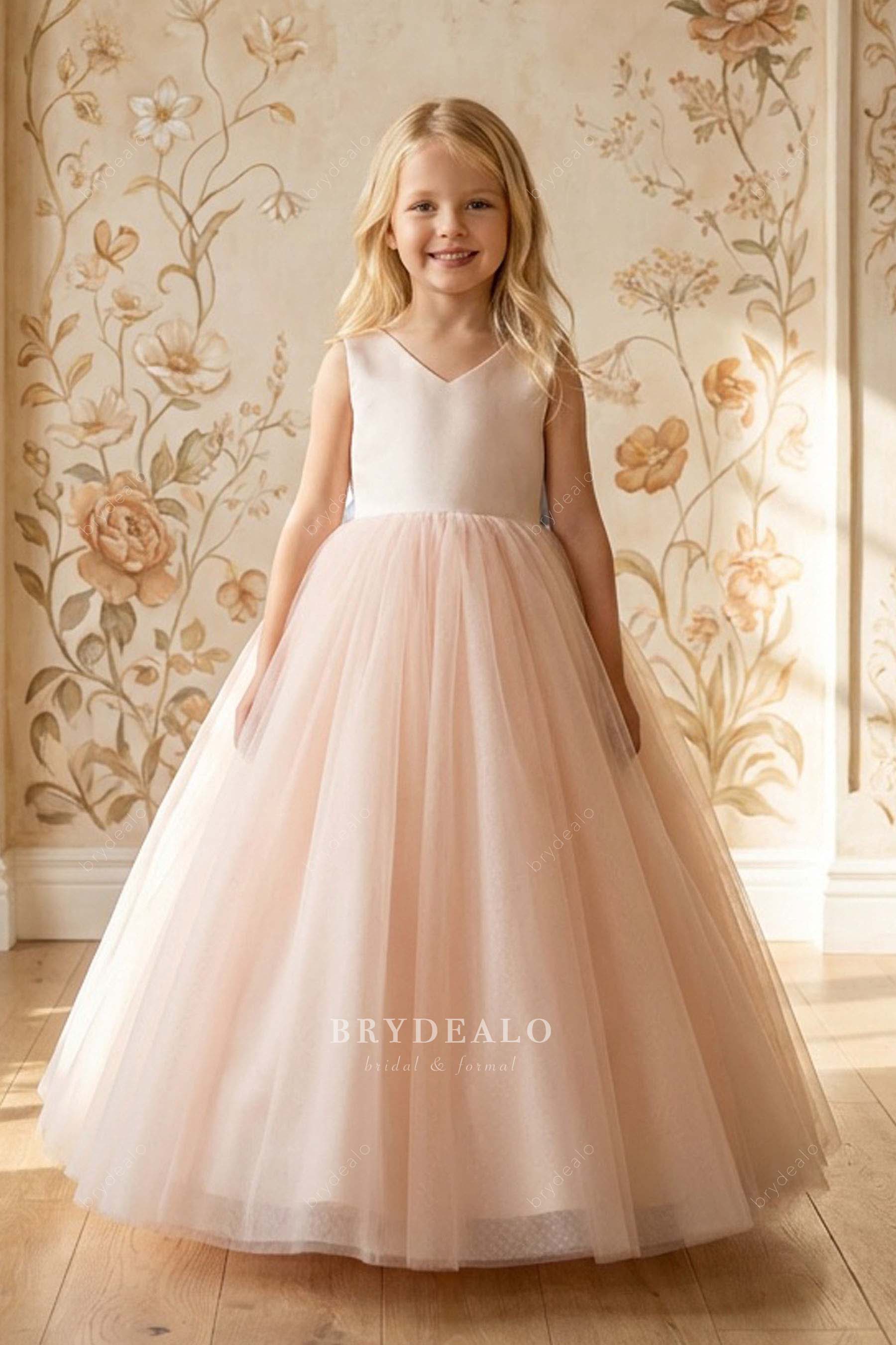 pearl pink tulle flower girl gown