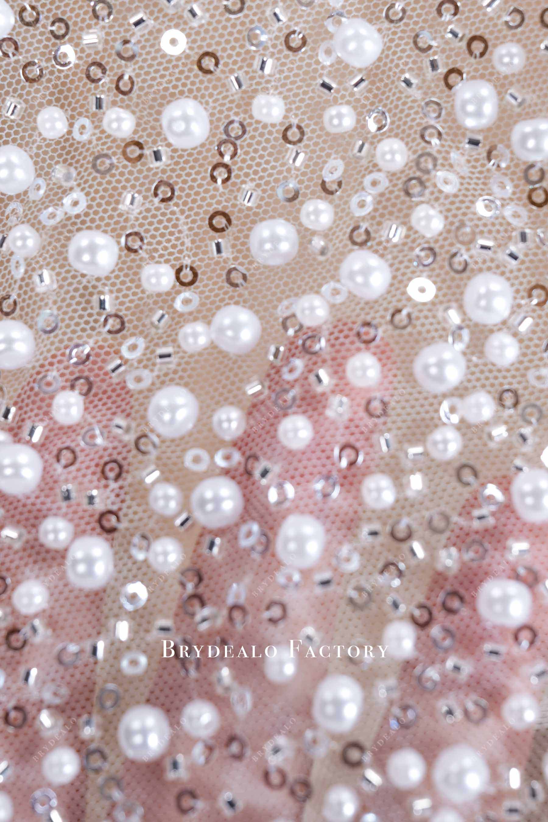 pearl silver bugle beads tulle