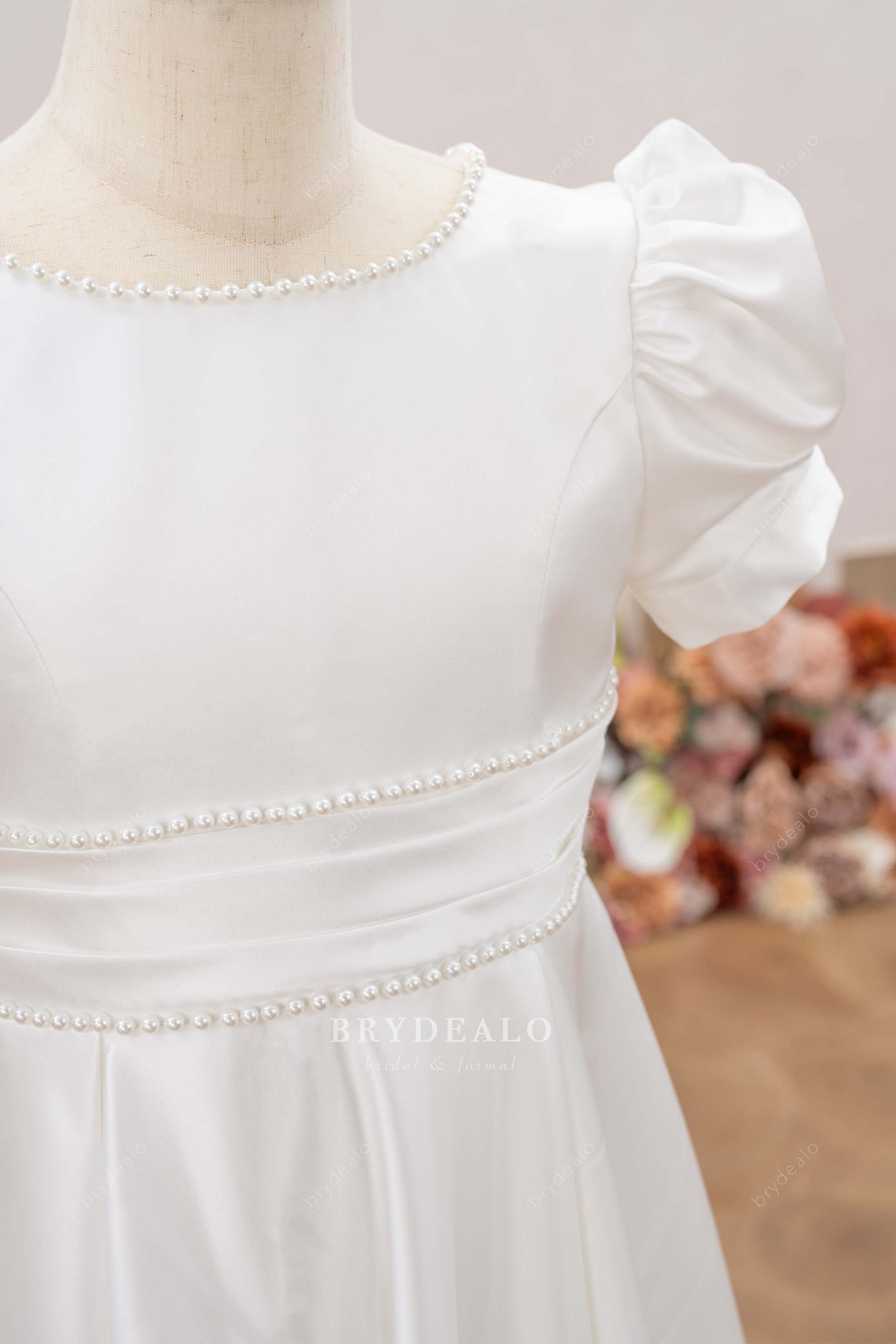 pearl waistband flower girl dress