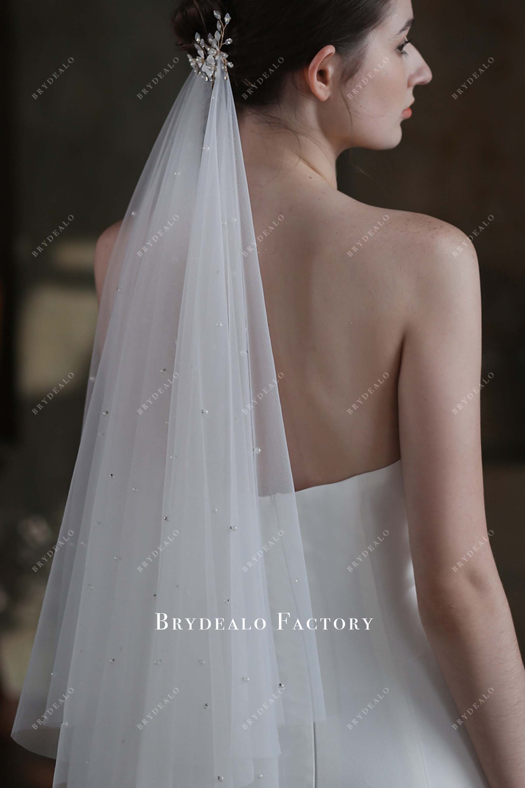 pearls rhinestones bridal veil