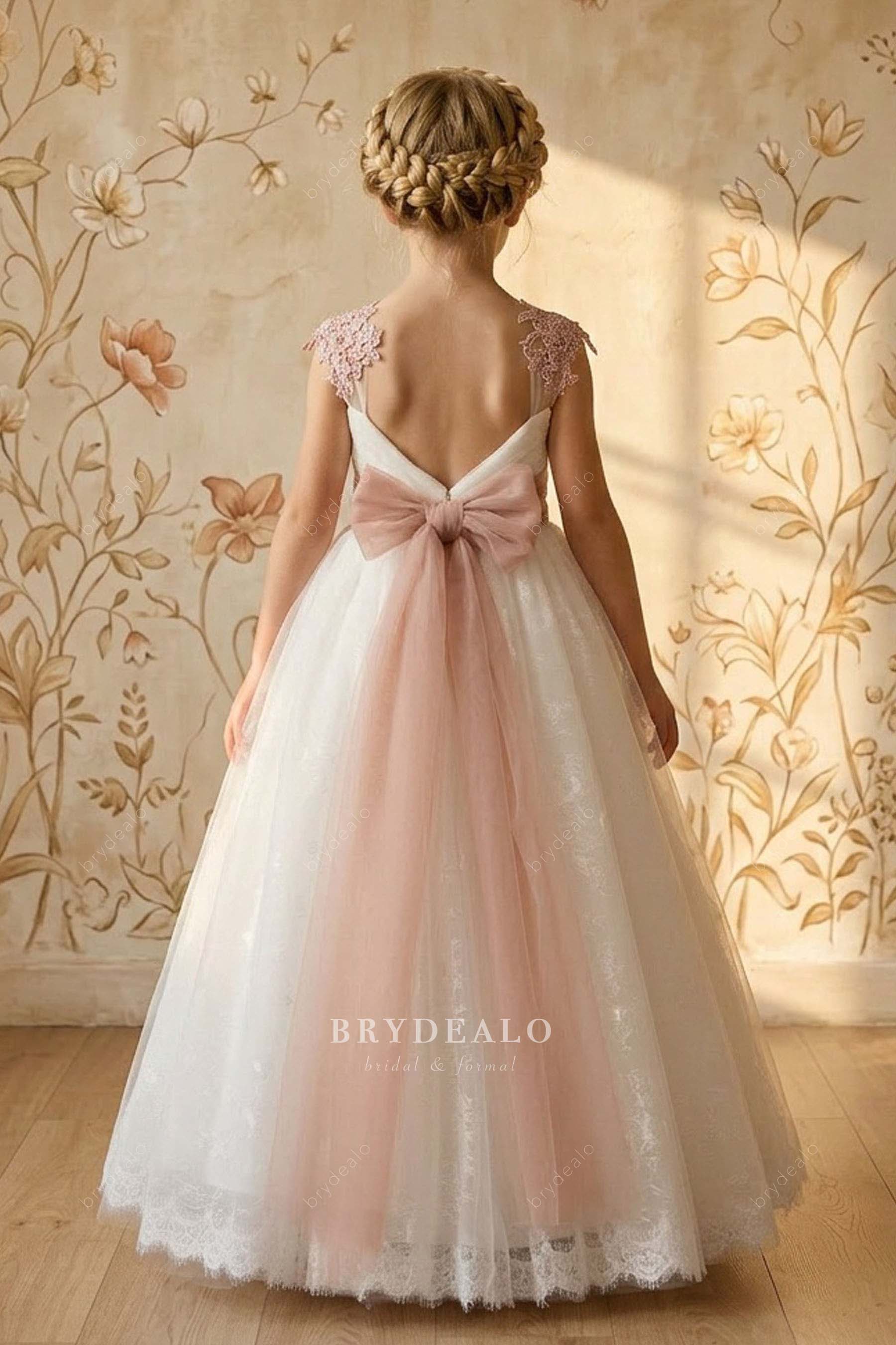pink sash flower girl dress
