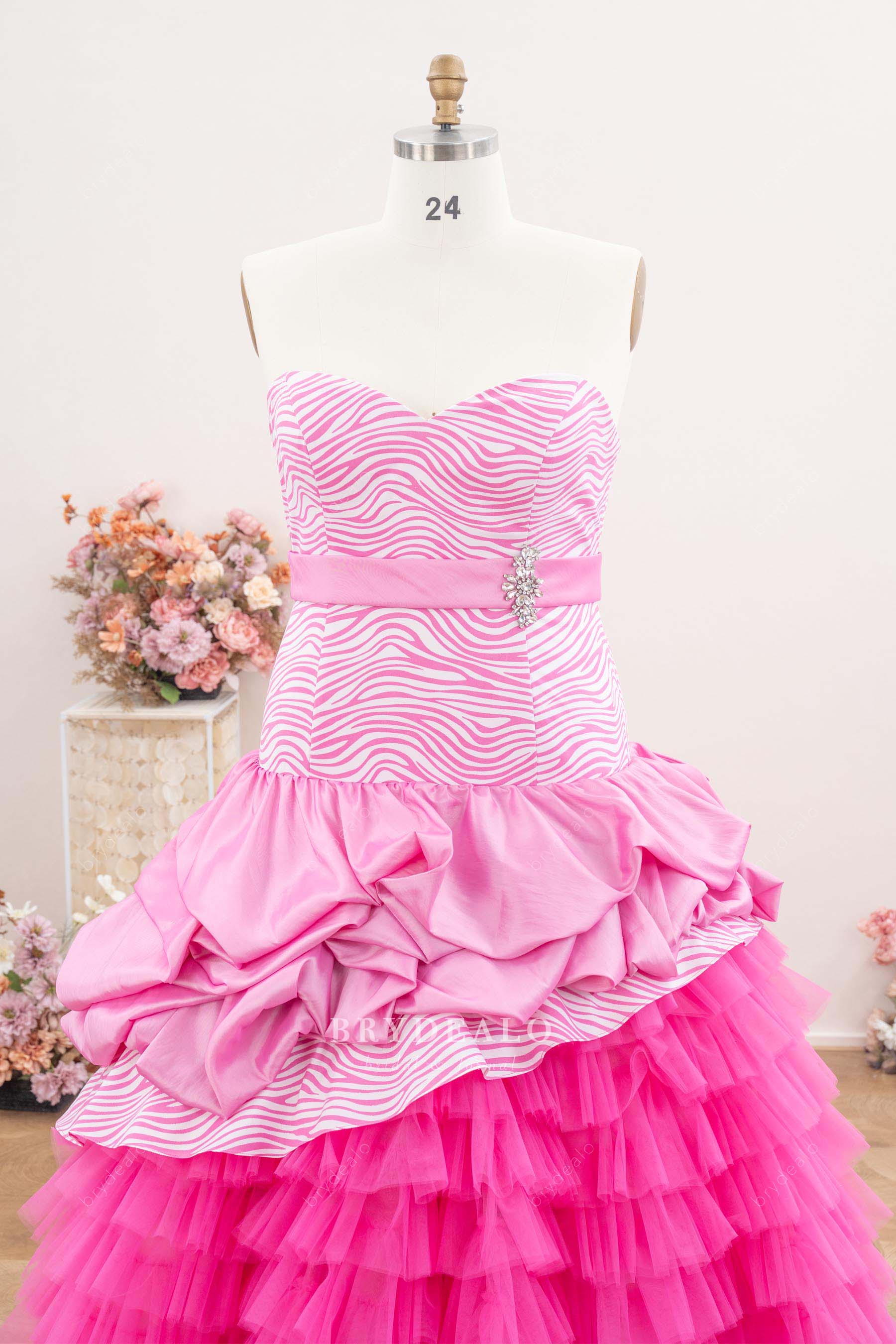 pink strapless Quinceanera gown