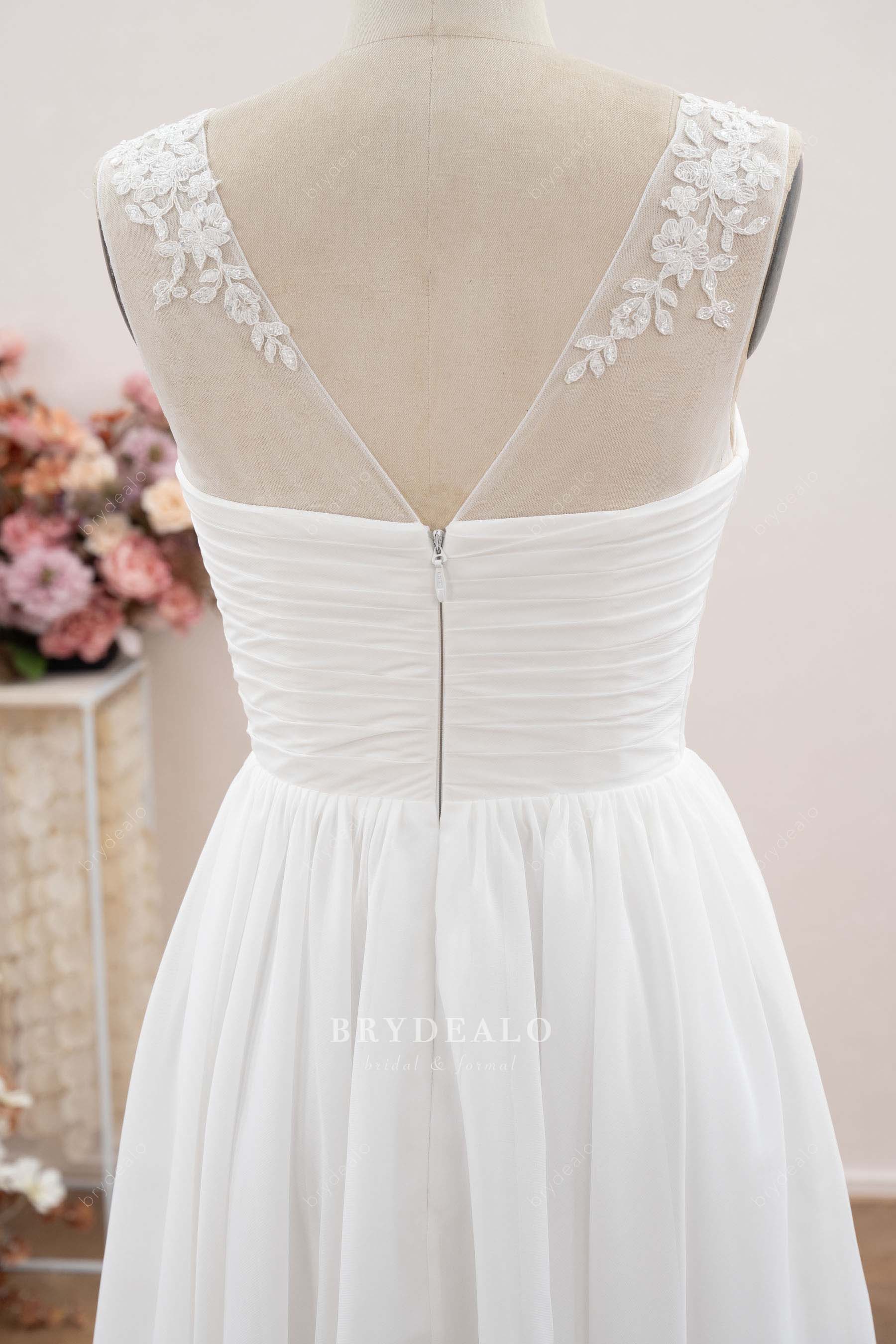 pleated chiffon bodice wedding dress