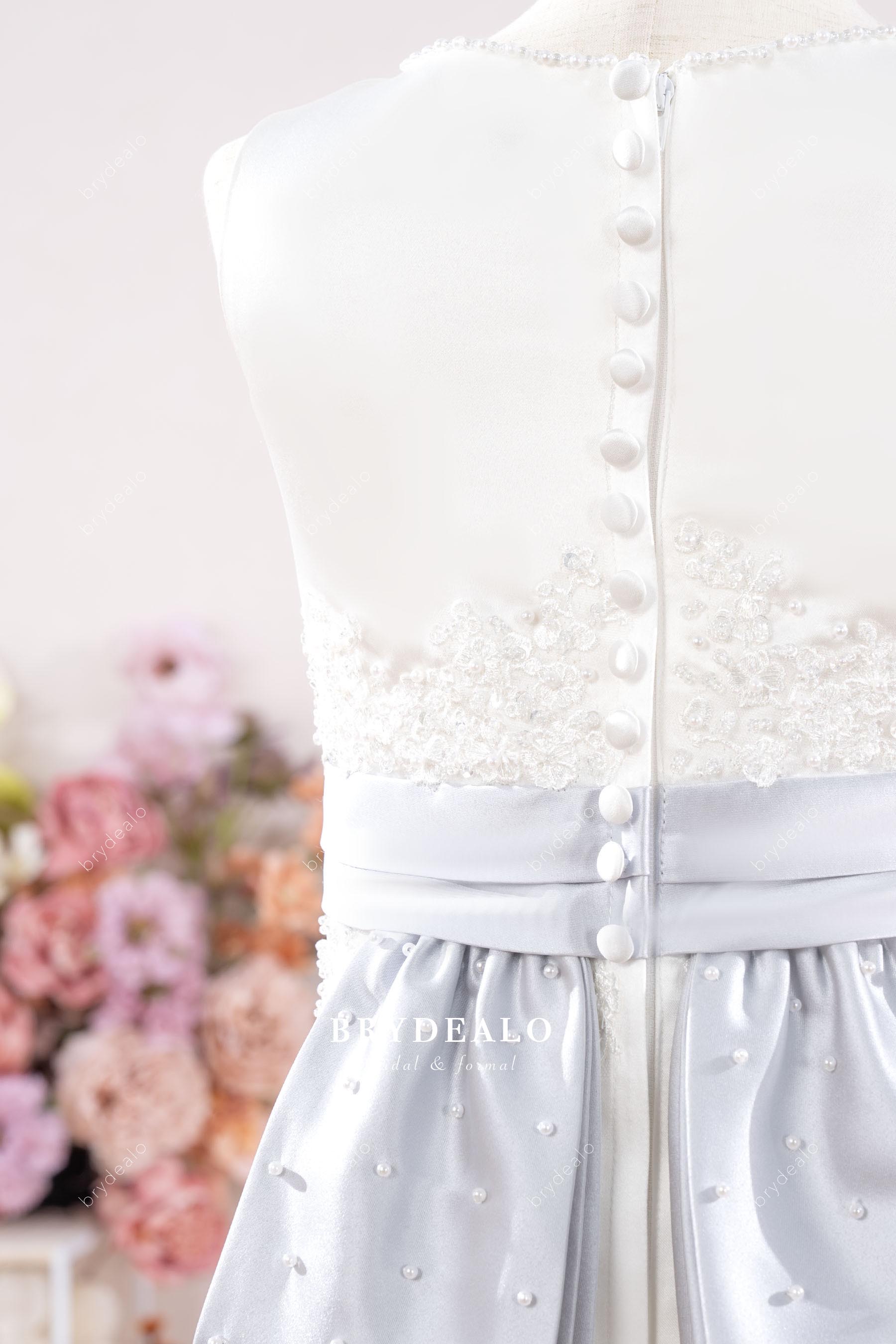 pleated satin waistband flower girl dress