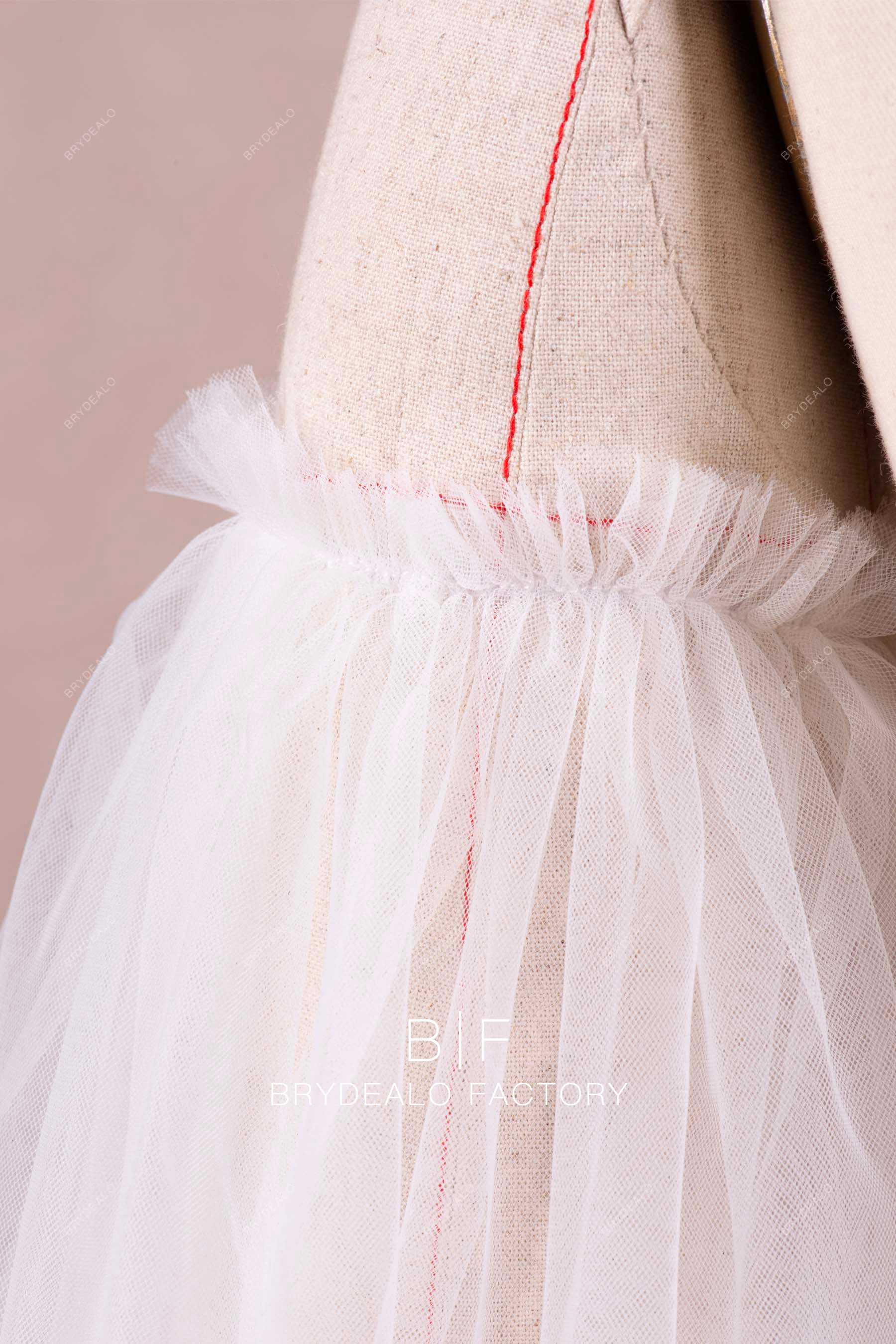 pleated sheer tulle sleeves