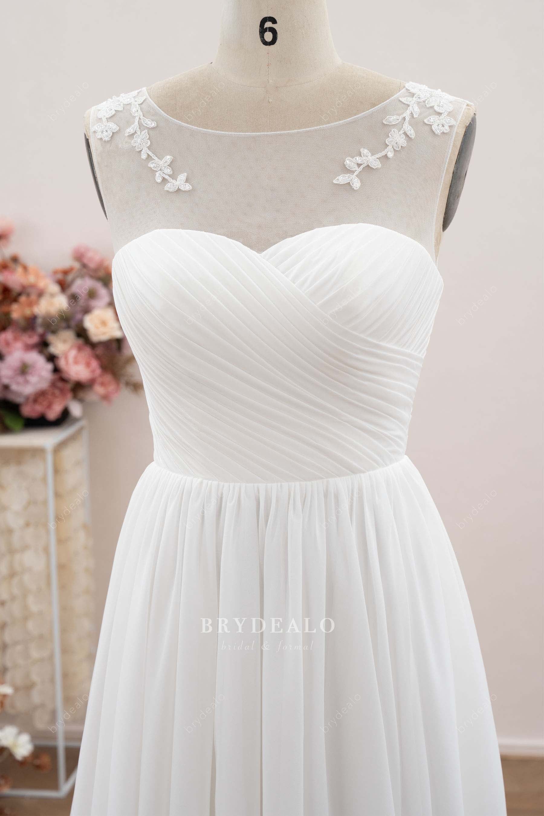pleated sweetheart neck wedding dress