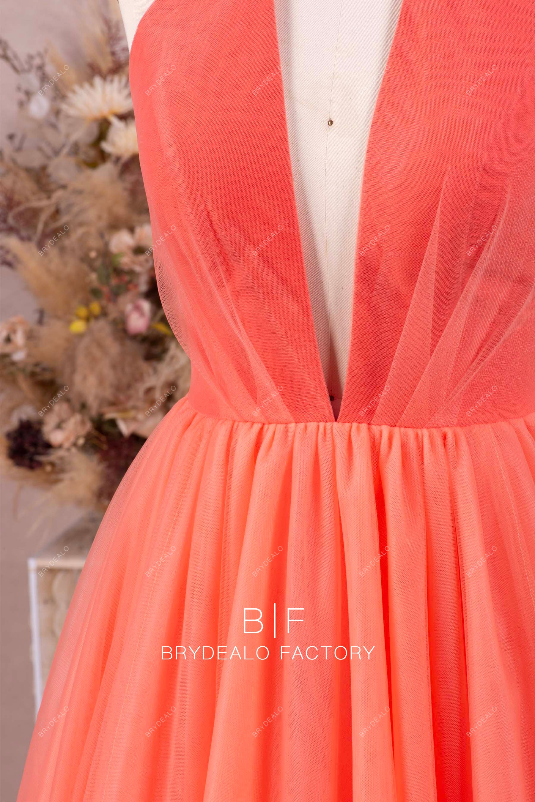 Watermelon Chiffon Prom Dresses