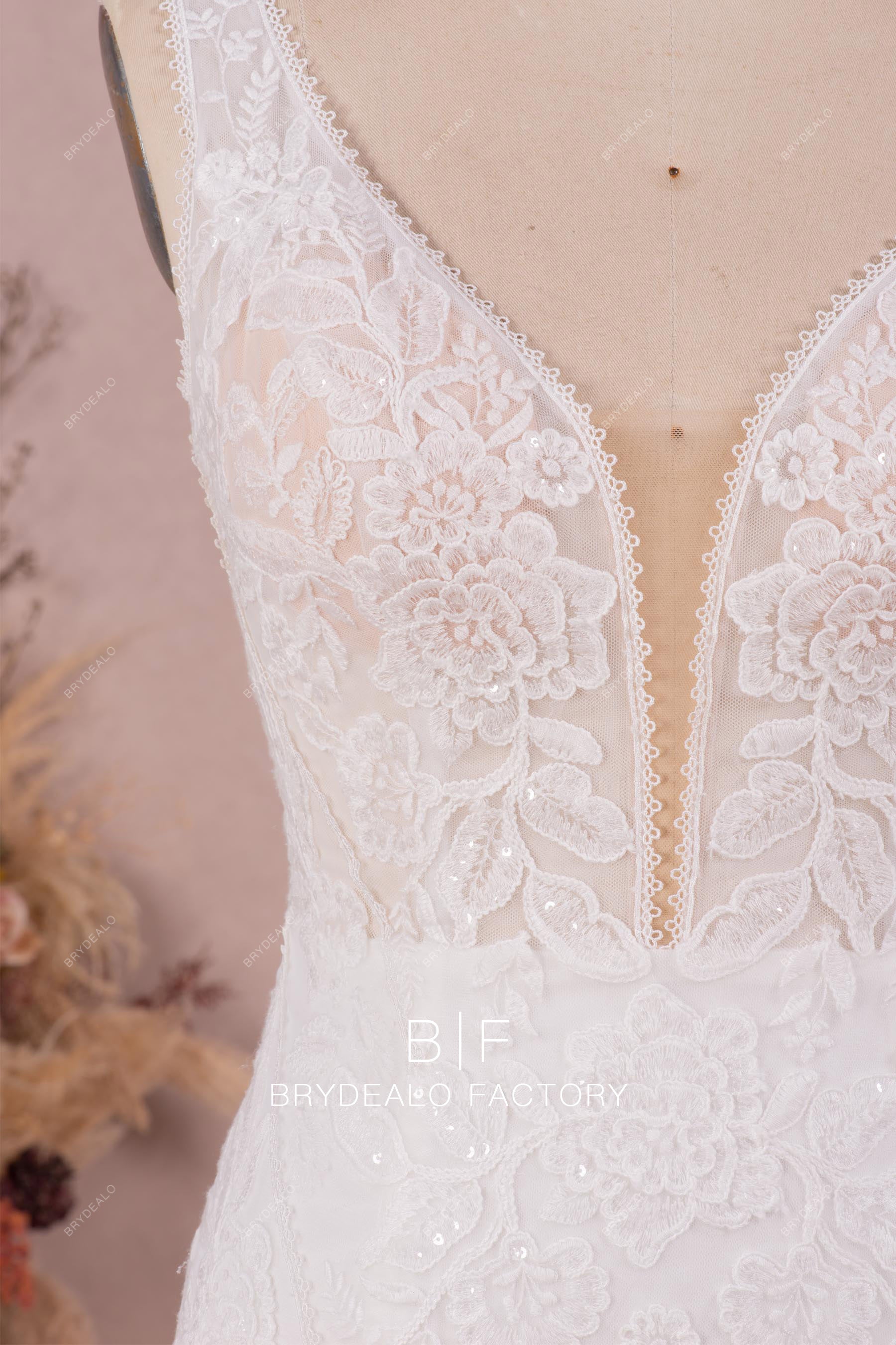 plunging lace wedding dress