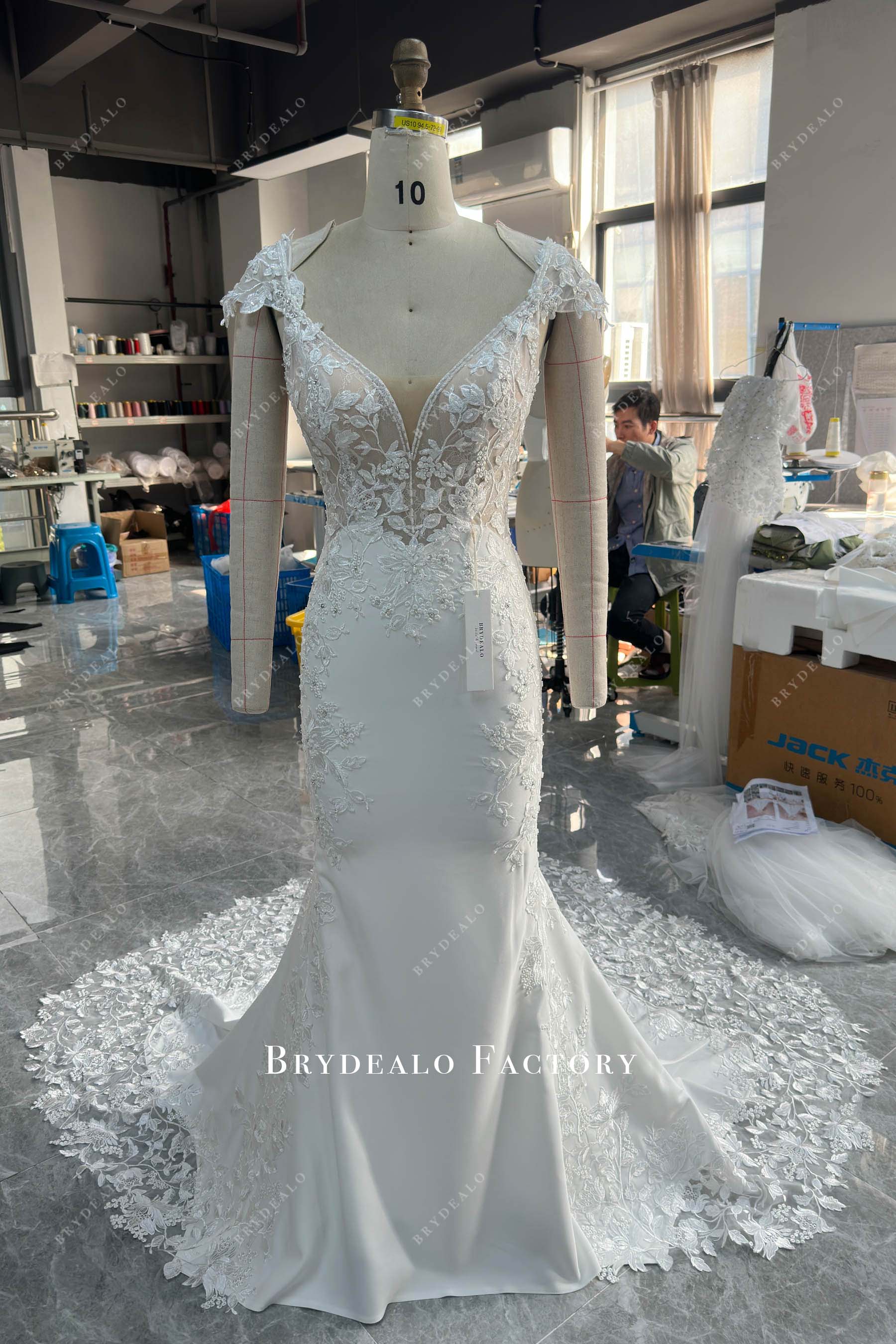 plunging neck wedding dress