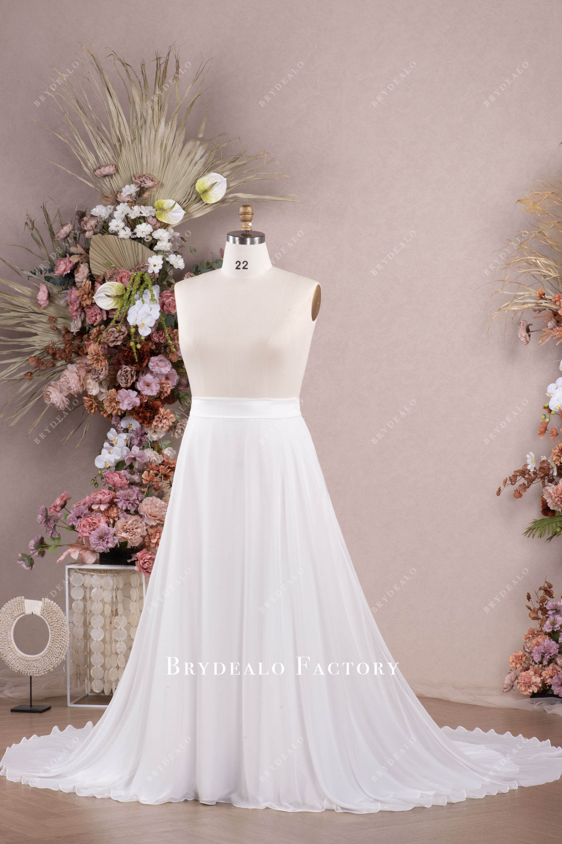 Simple Flowing Chiffon Long Aline Wedding Skirt