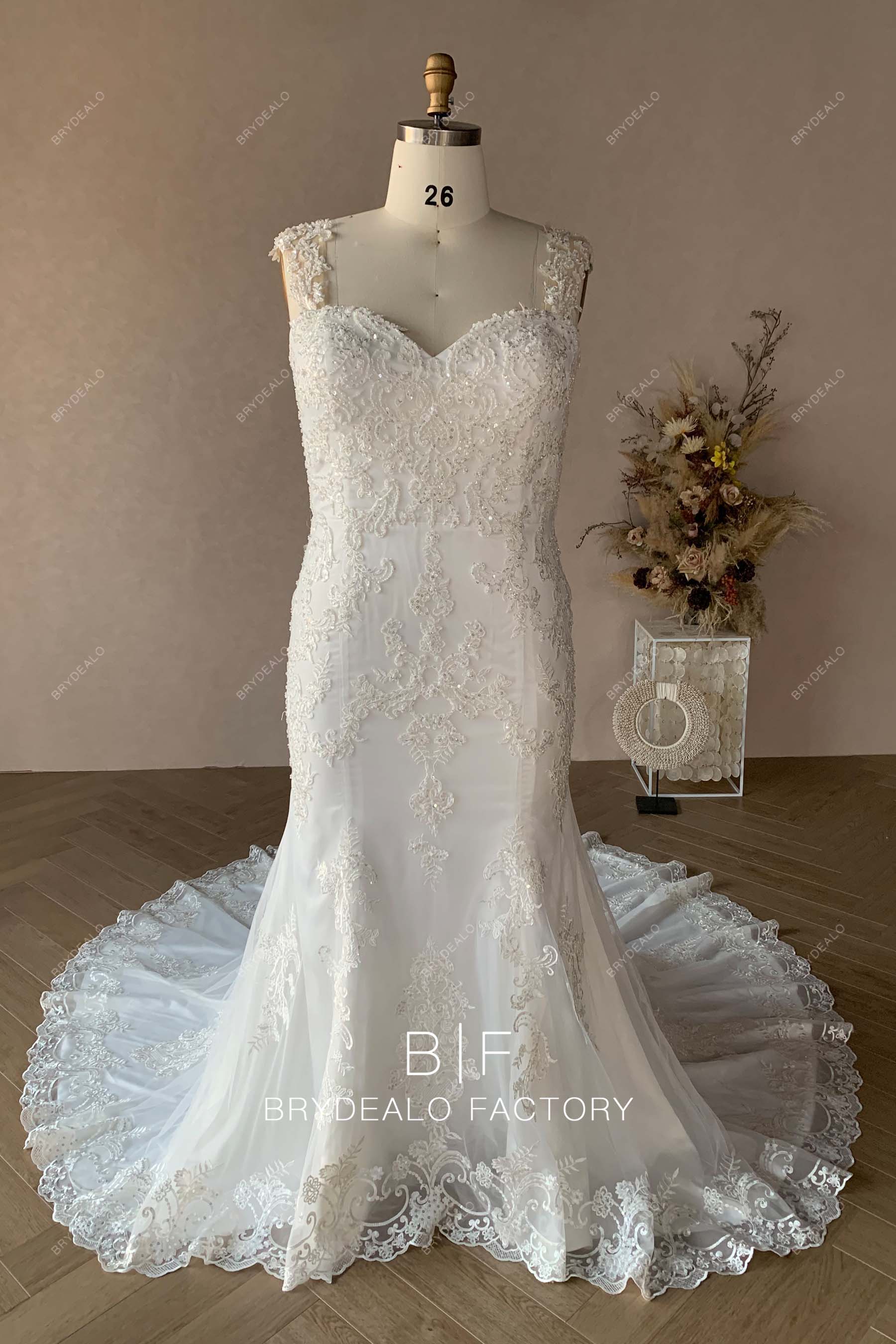Private Label Luxury Beaded Lace Sleeveless Mermaid Bridal Dress
