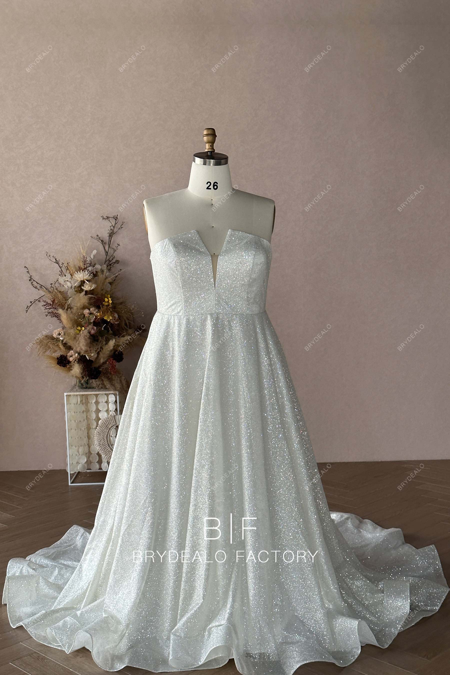 Private Label Plus Size Custom Glitter Wedding Dress