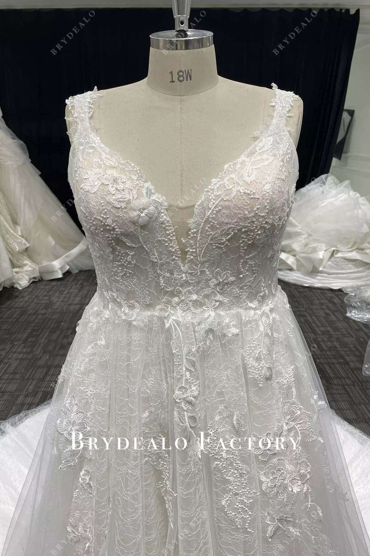plus size v neck wedding dress