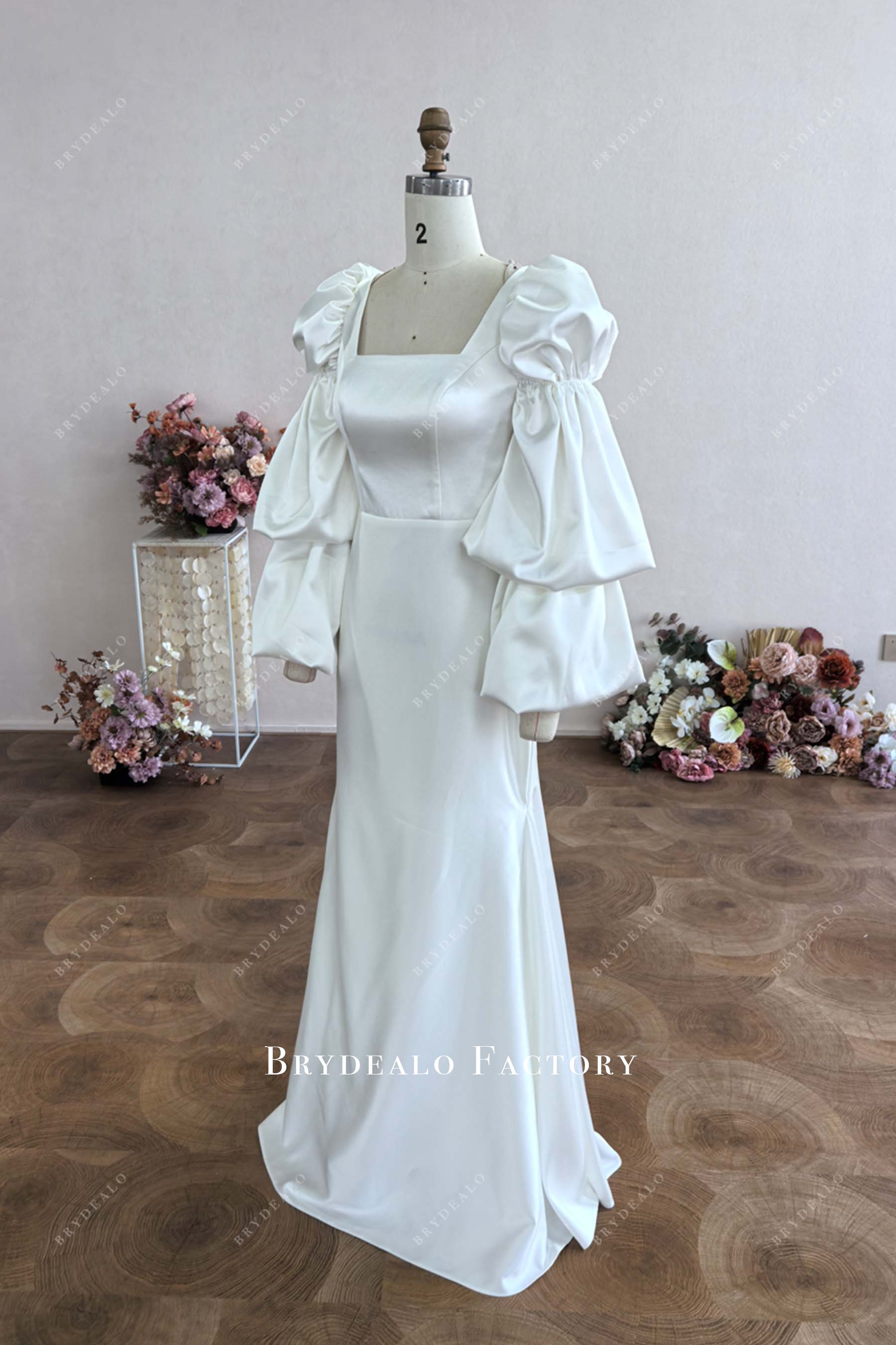 pretty bubble sleeves wedding dress