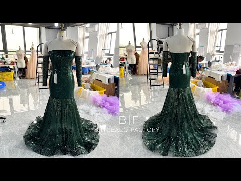 wholesale sparkly dark green prom dress