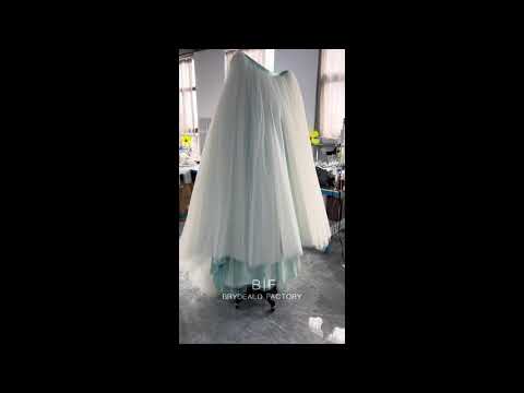 wholesale ice blue hilo wedding dress with puffy overskirt