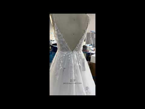 wholesale plunging beaded straps lace wedding dress
