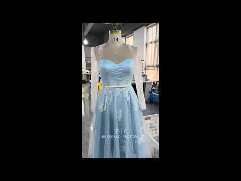 wholesale tea length sky blue vintage wedding dress
