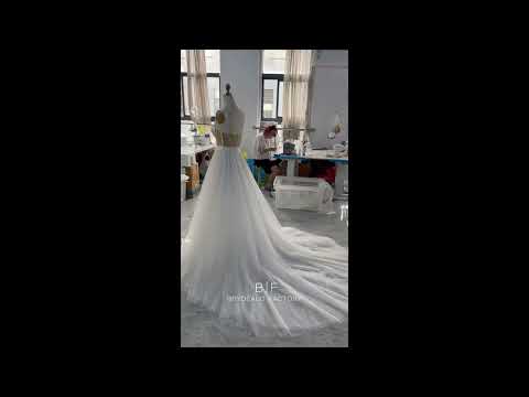 visible satin boning Aline wedding dress