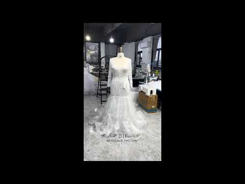 wholesale plus size lace mermaid chapel wedding dress