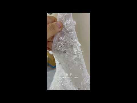 hand-sewn beaded flower lace shimmery Aline wedding dress