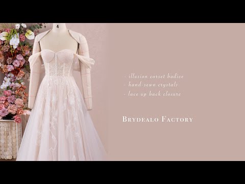 hand-sewn crystal corset Aline wedding dress