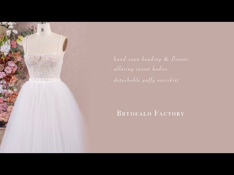 luxury hand-sewn crystal flower wedding gown