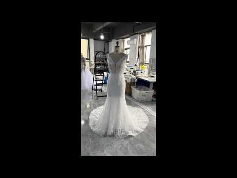Mermaid Wedding Dress: Sequin Lace, Plunging Neckline